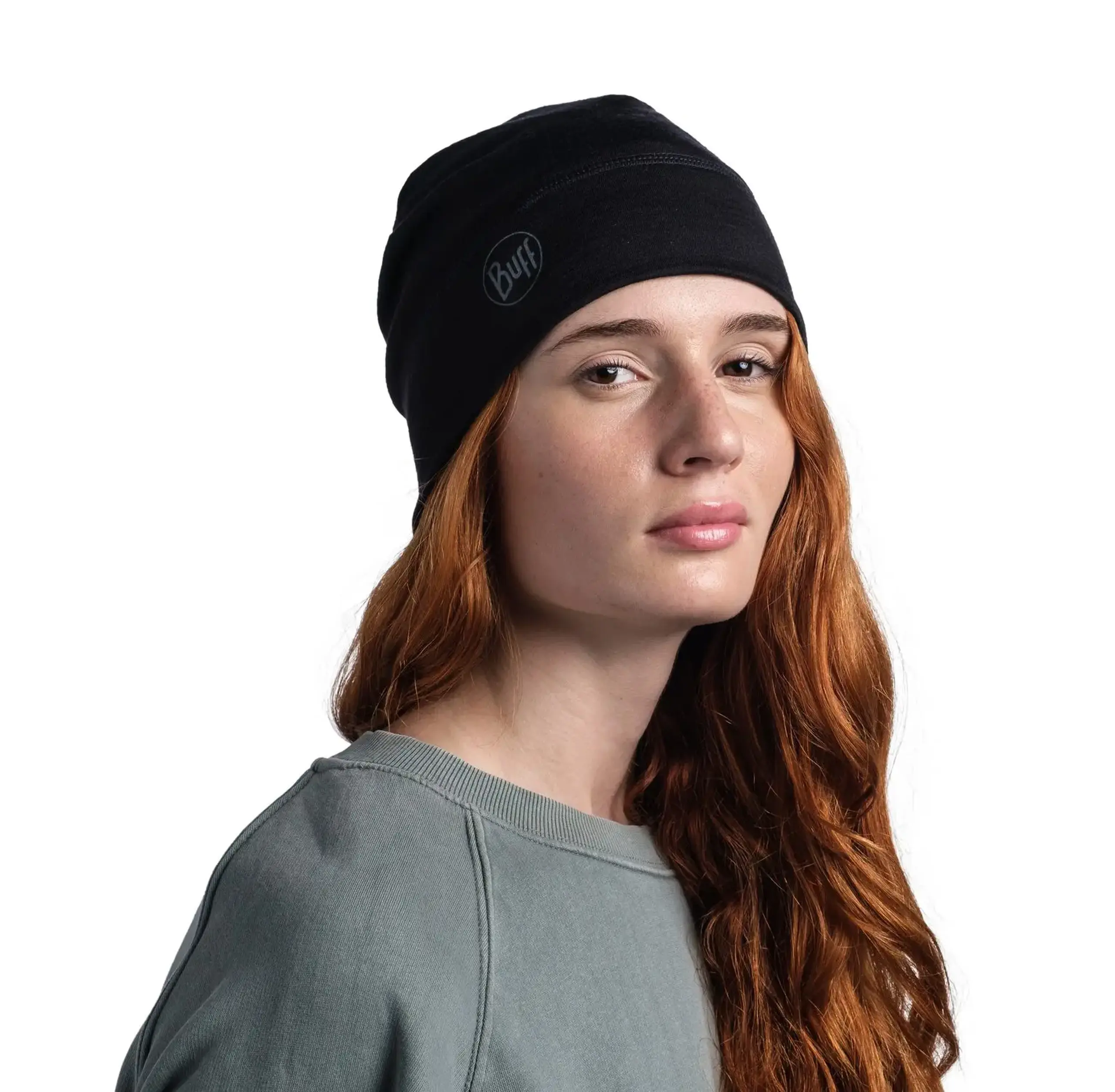 Căciulă din lână merino Buff Solid Black