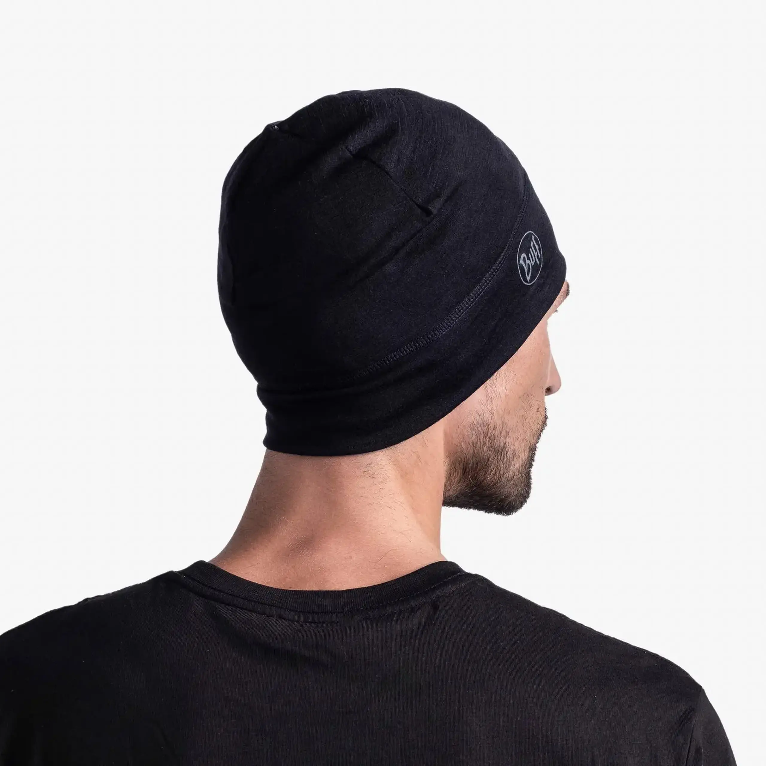 Căciulă din lână merino Buff Solid Black