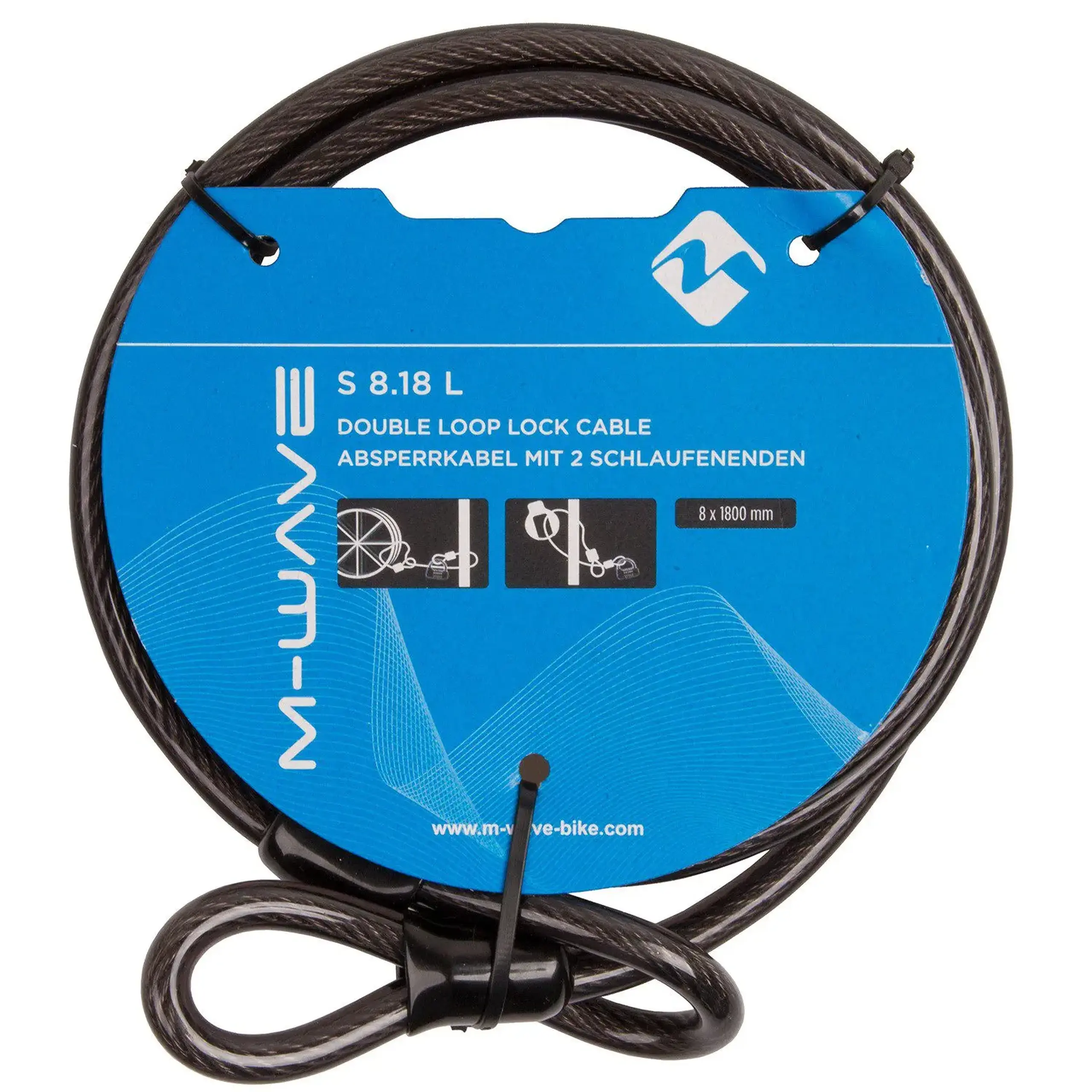 Lacăt de bicicletă M-WAVE SL 8.18 Looped Spiral Cable