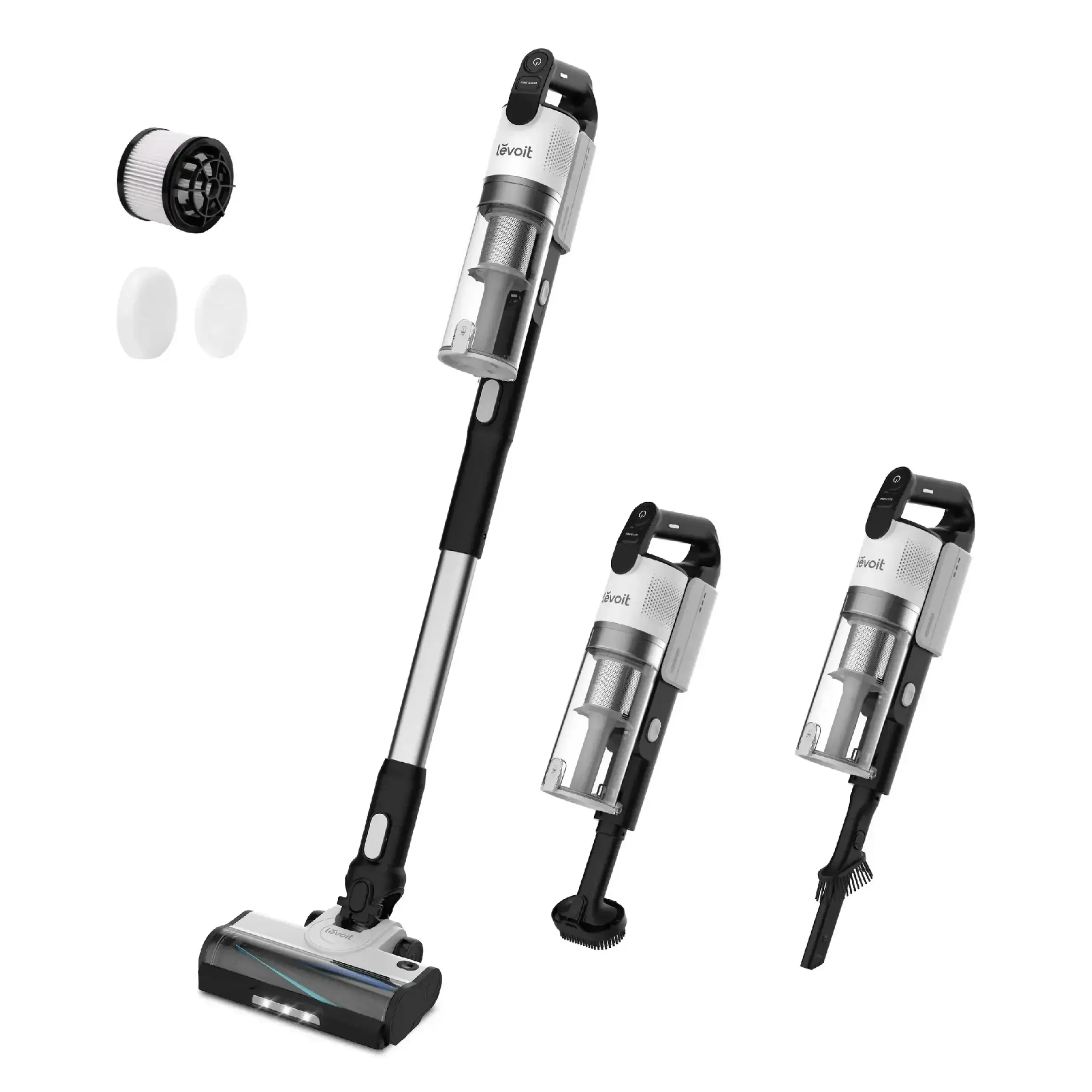 Aspirator vertical Levoit LVAC200, Autonomie 50 min, Recipient praf 750 ml, fara fir, Alb