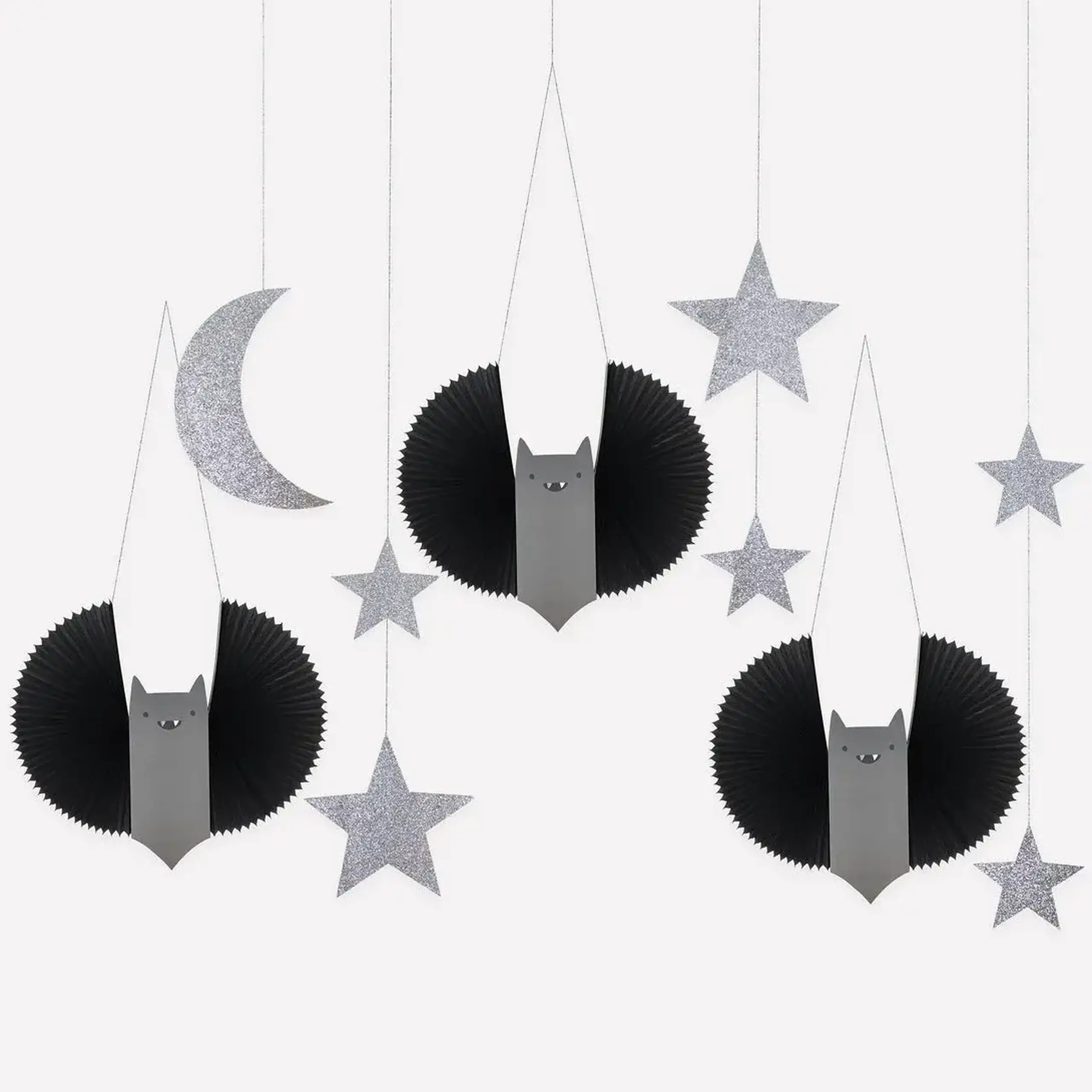 Decorațiuni Halloween Bat, Stars & Moon Hanging, set de 7 — Meri Meri
