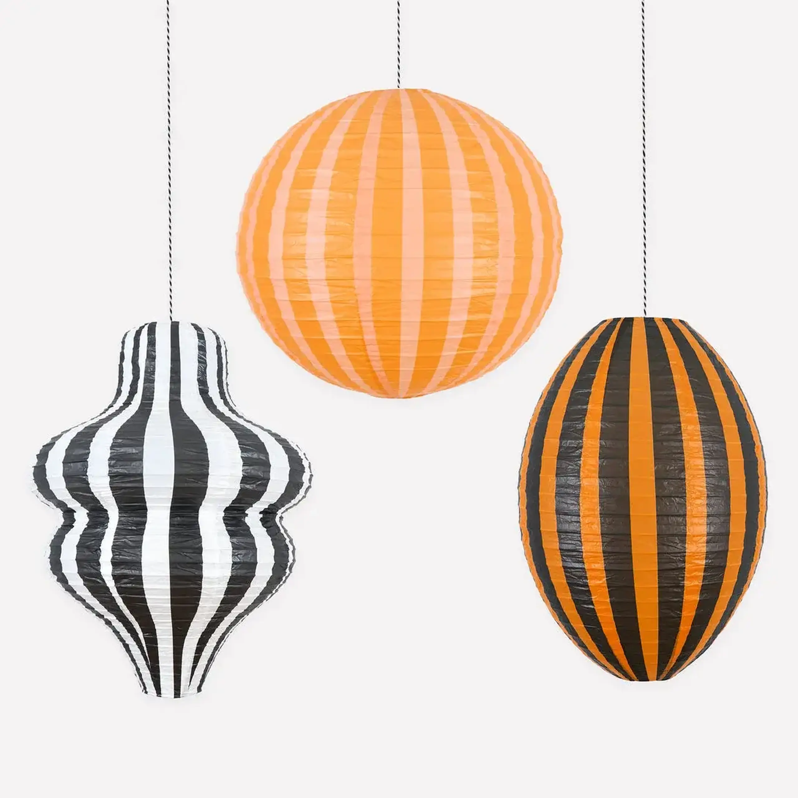 Lampioane decorative Striped Halloween Lanterns, set de 3 — Meri Meri