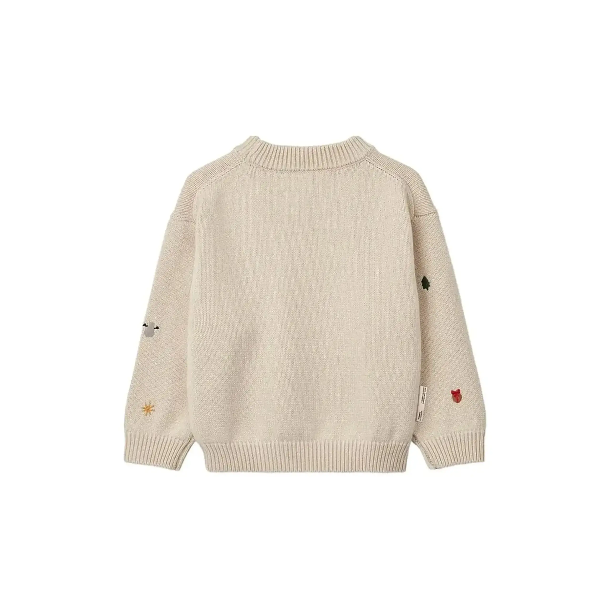 Pulover tricotat cu broderie din lana si bumbac organic - 110/116