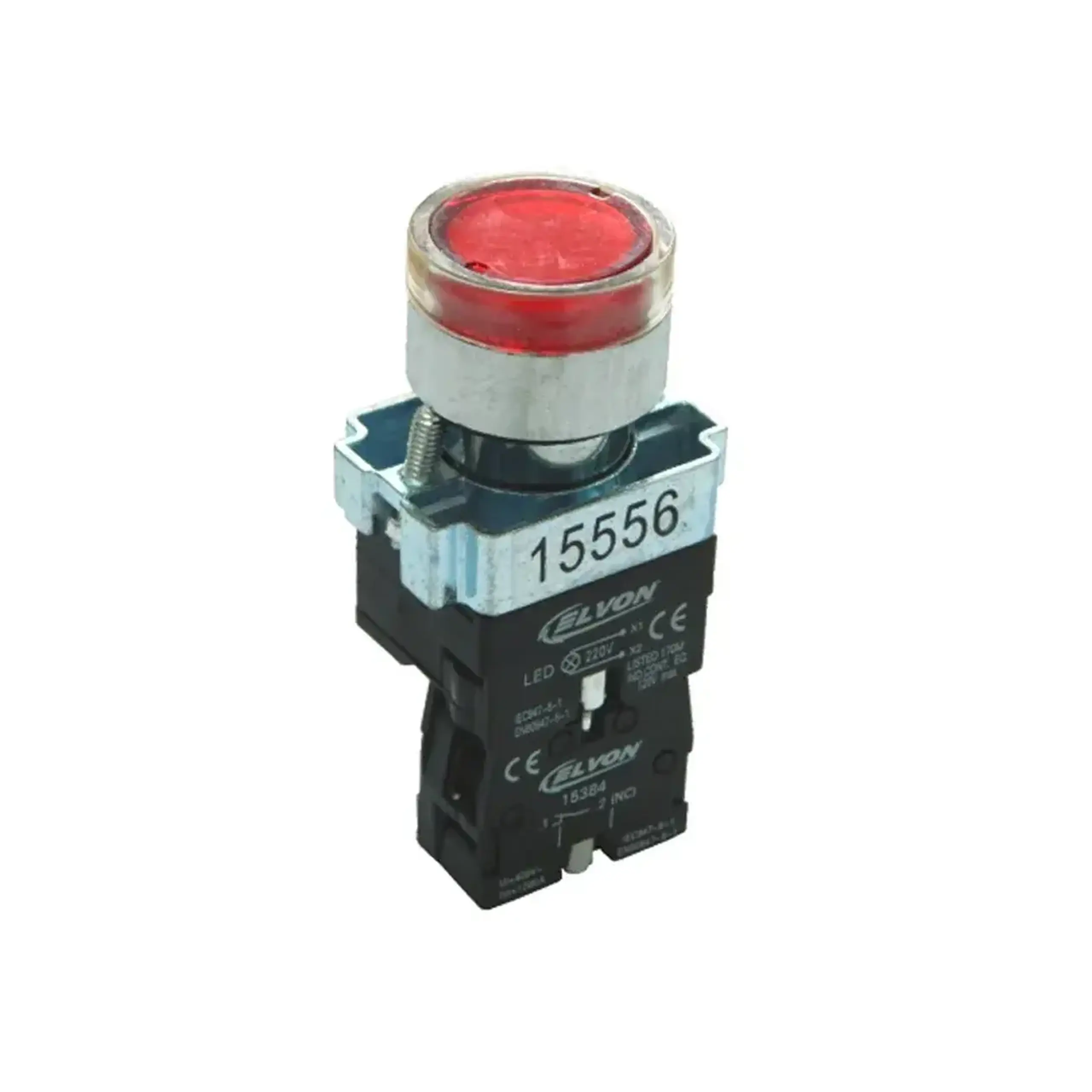 Buton LED cu revenire 220 V AC/DC 3 A Roșu Elvon