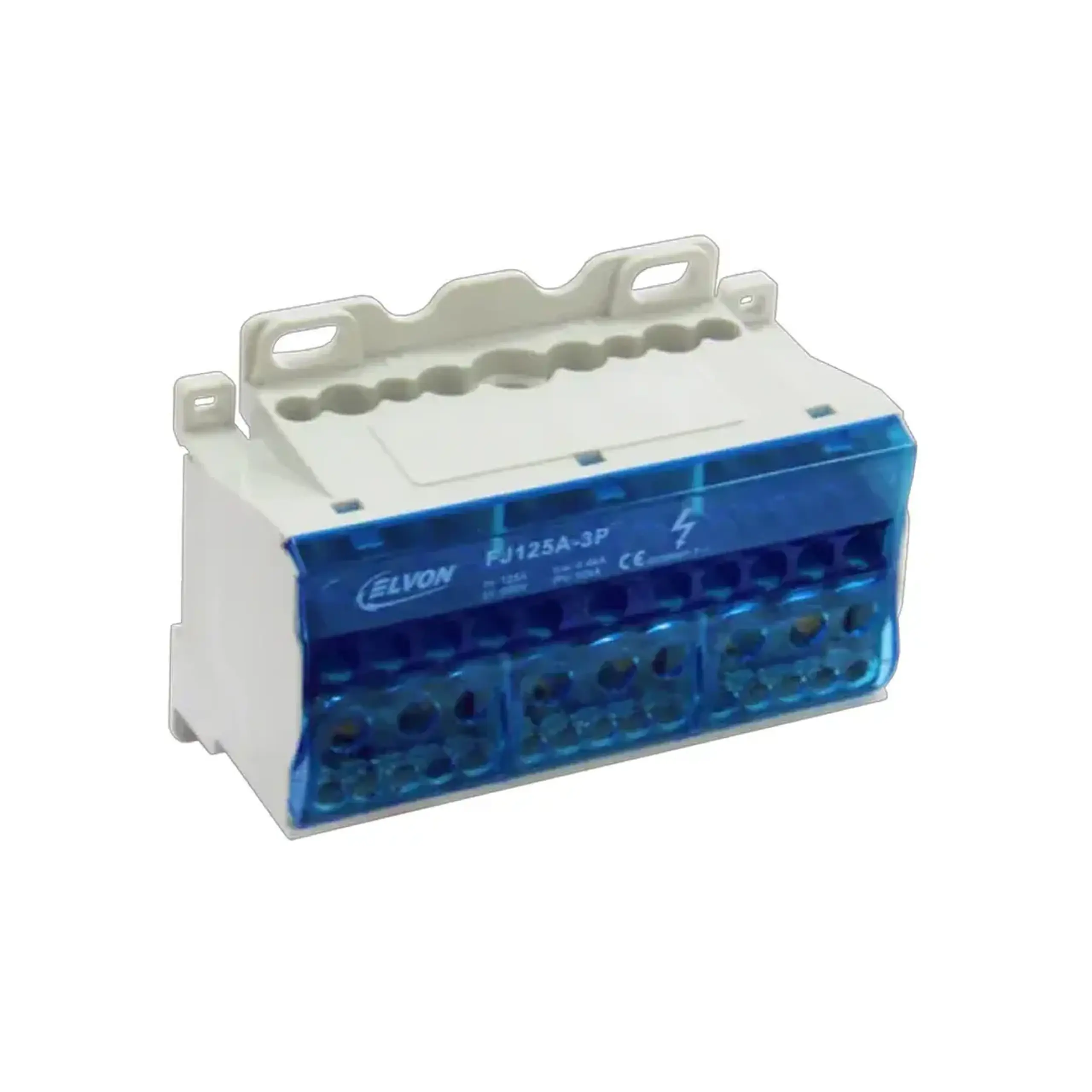 Bloc de distribuție FJ Alb/Albastru 80 A Elvon - 74 x 51 x 98,5 mm (L x W x H x Ø) 125 A (A)