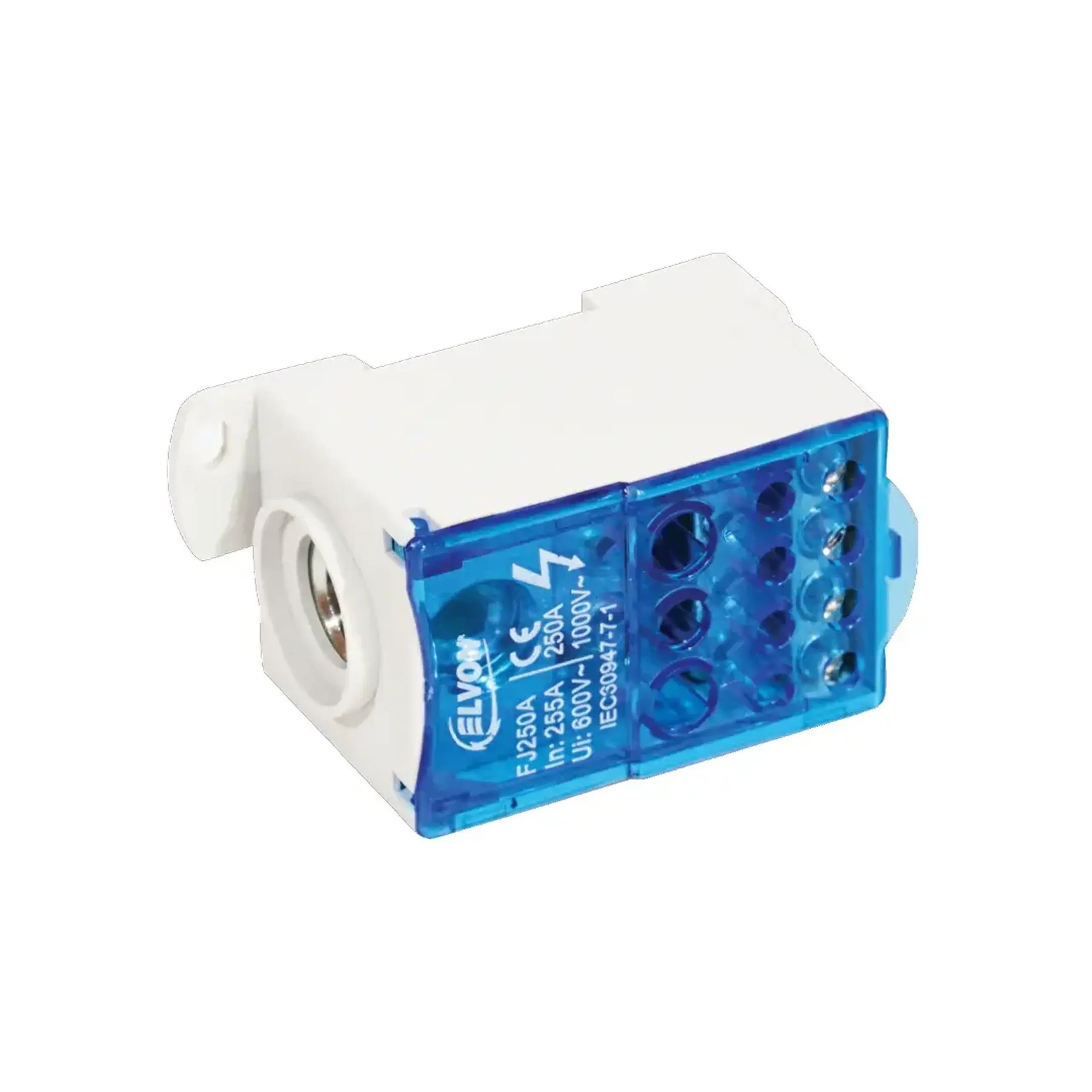 Bloc de distribuție FJ Alb/Albastru 80 A Elvon - 96 x 50 x 49 mm (L x W x H x Ø) 250 A (A)