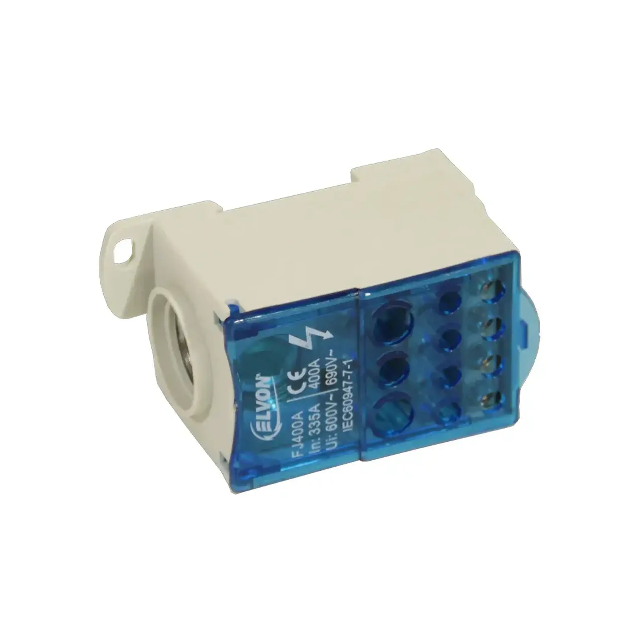 Bloc de distribuție FJ Alb/Albastru 80 A Elvon - 96 x 50 x 49 mm (L x W x H x Ø) 400 A (A)
