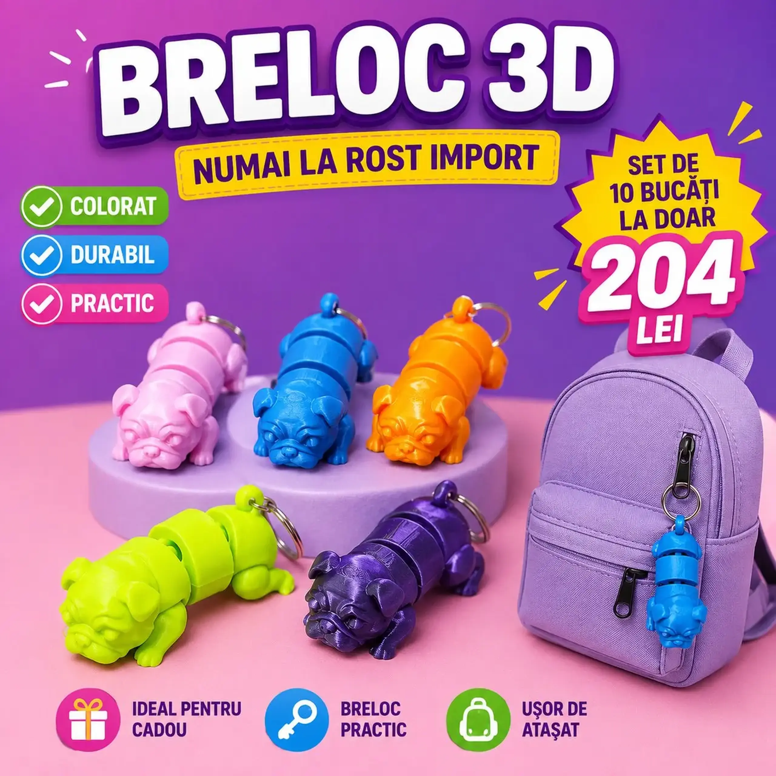 Set suvenir breloc bulldog Flexi 10 buc