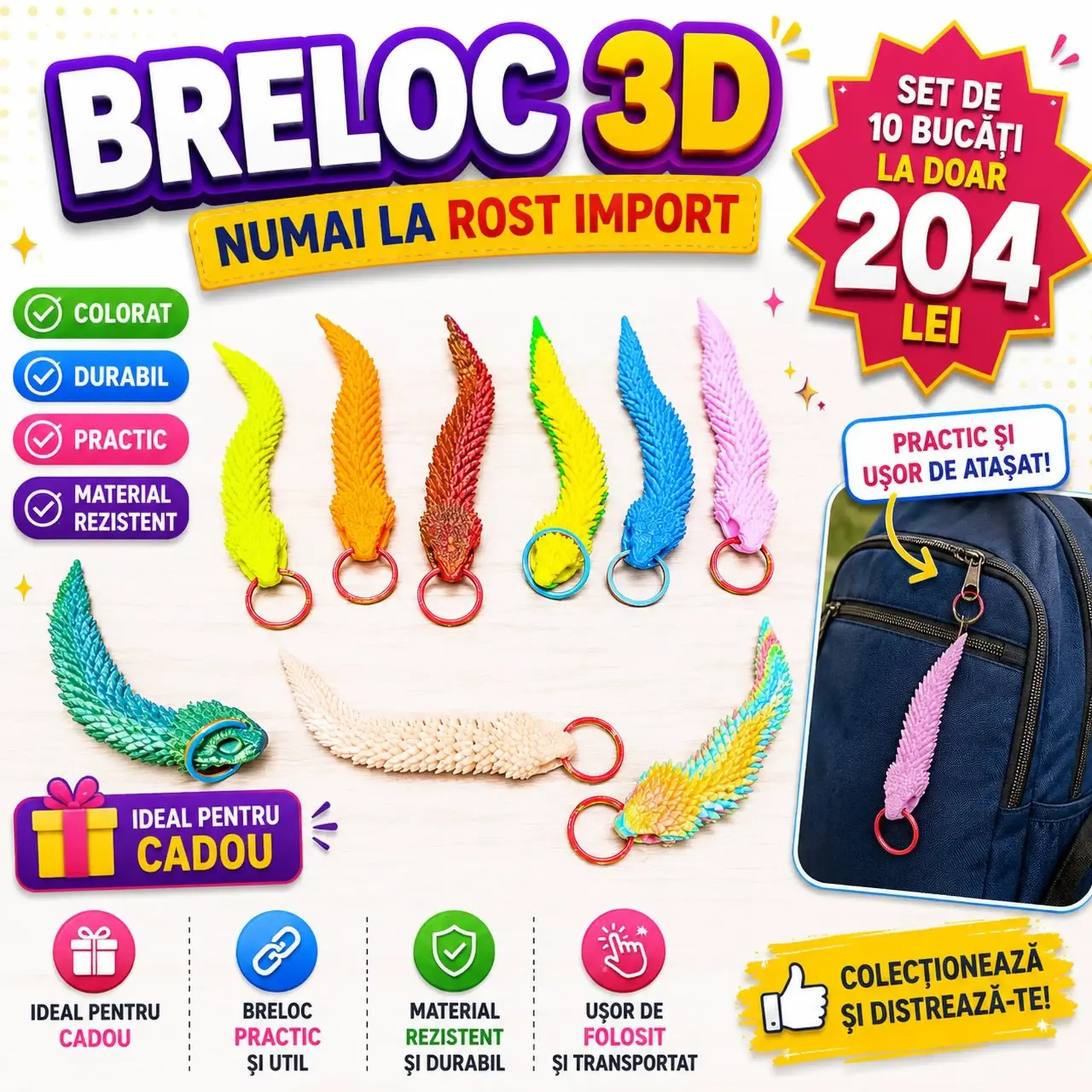 Set suvenir breloc șarpe Flexi 10 buc
