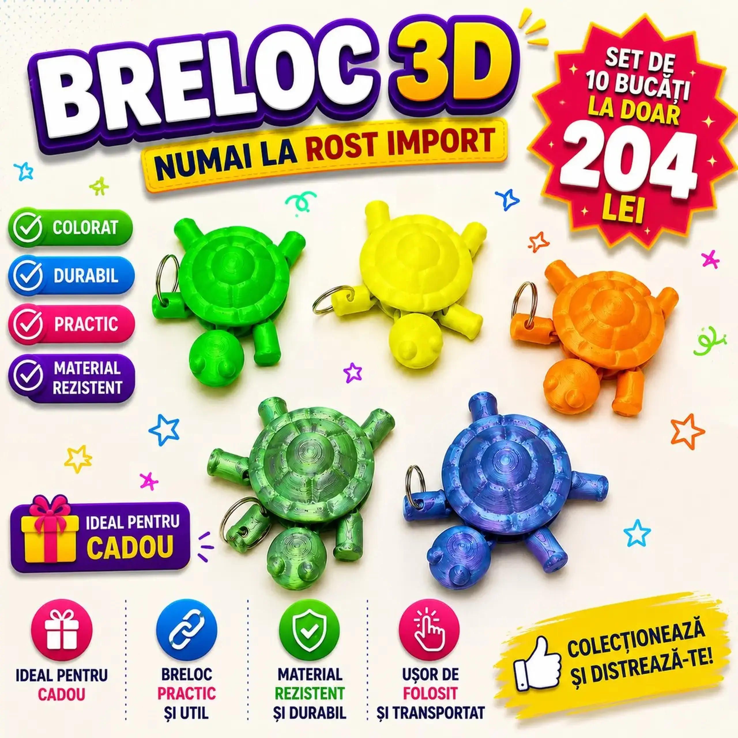 Set suvenir breloc broscuta Flexi 10 buc