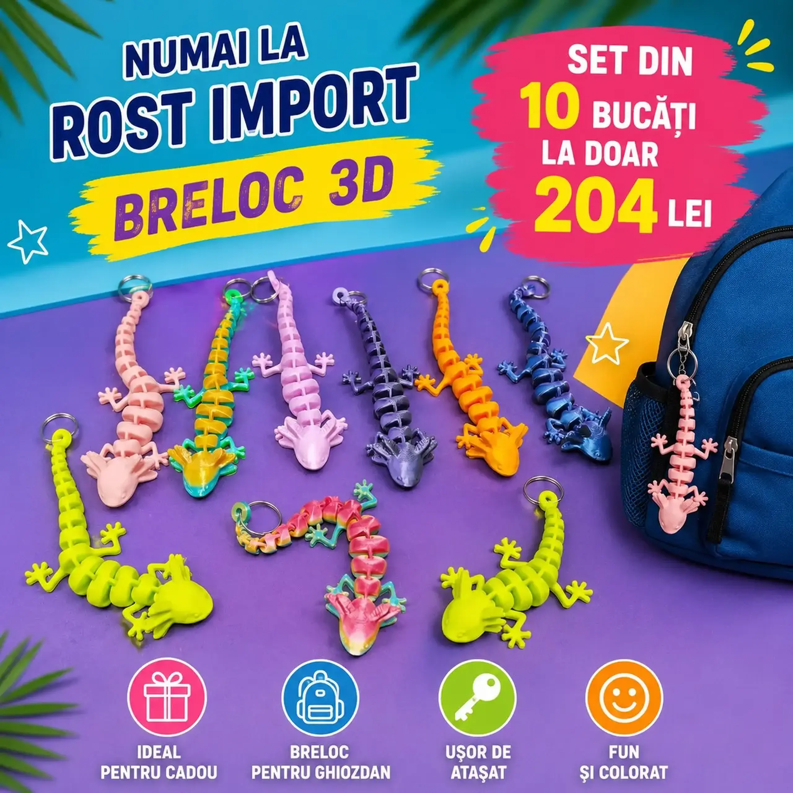 Set suvenir breloc Axolotl Flexi 10 buc