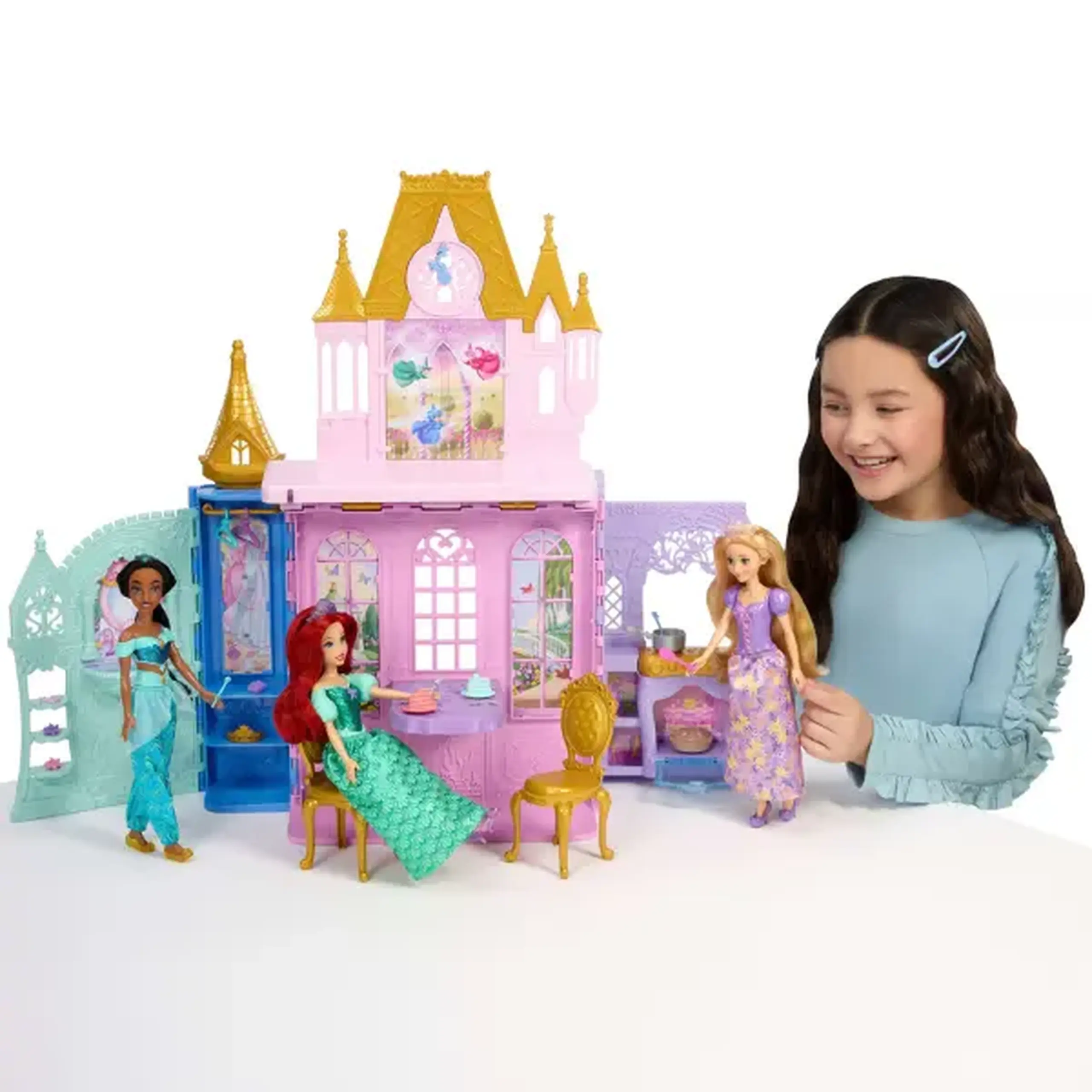 Set de joacă Disney Princess „Castelul prințeselor” cu păpușa Rapunzel și accesorii
