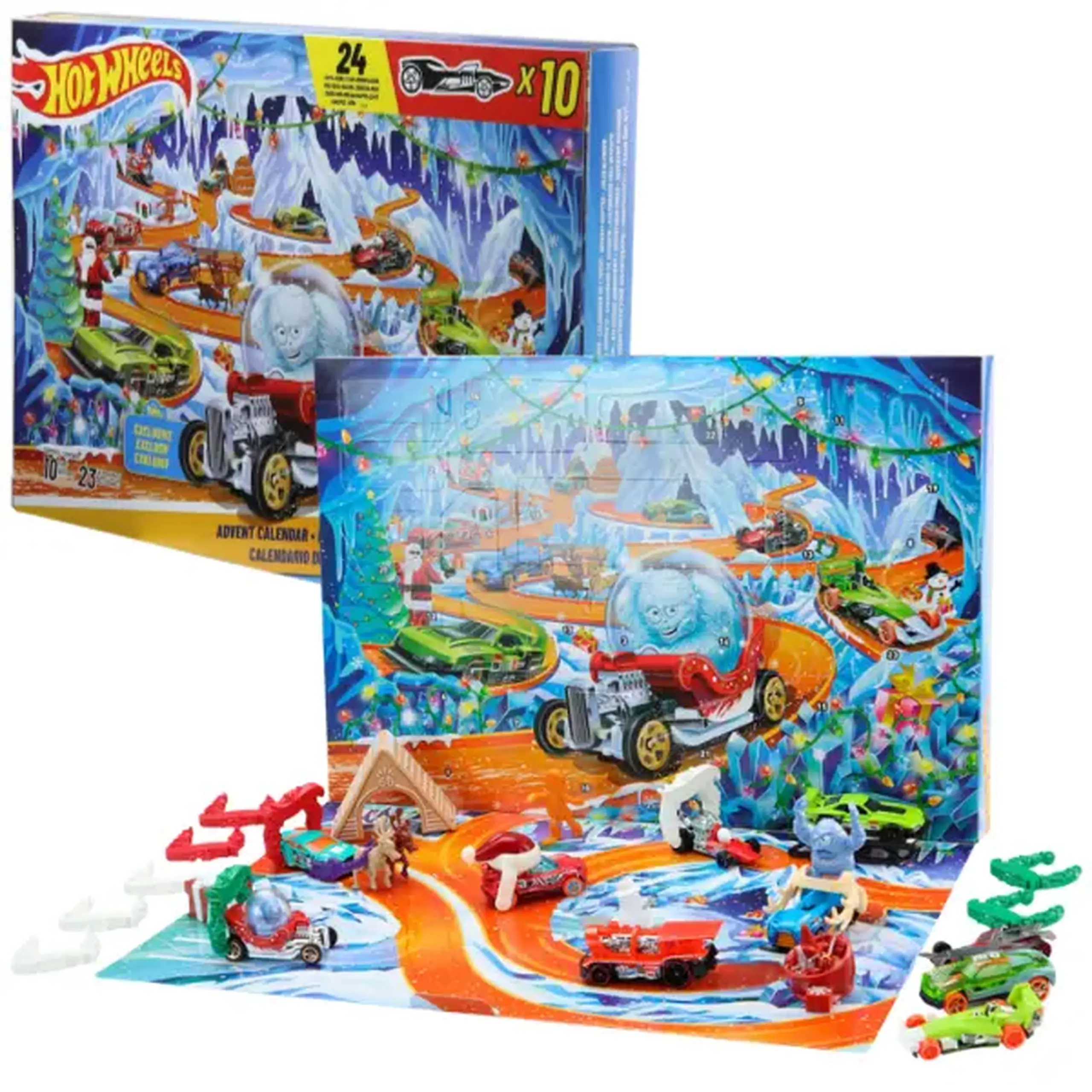 Calendar Advent Hot Wheels, 10 mașinuțe 1:64 și 14 accesorii