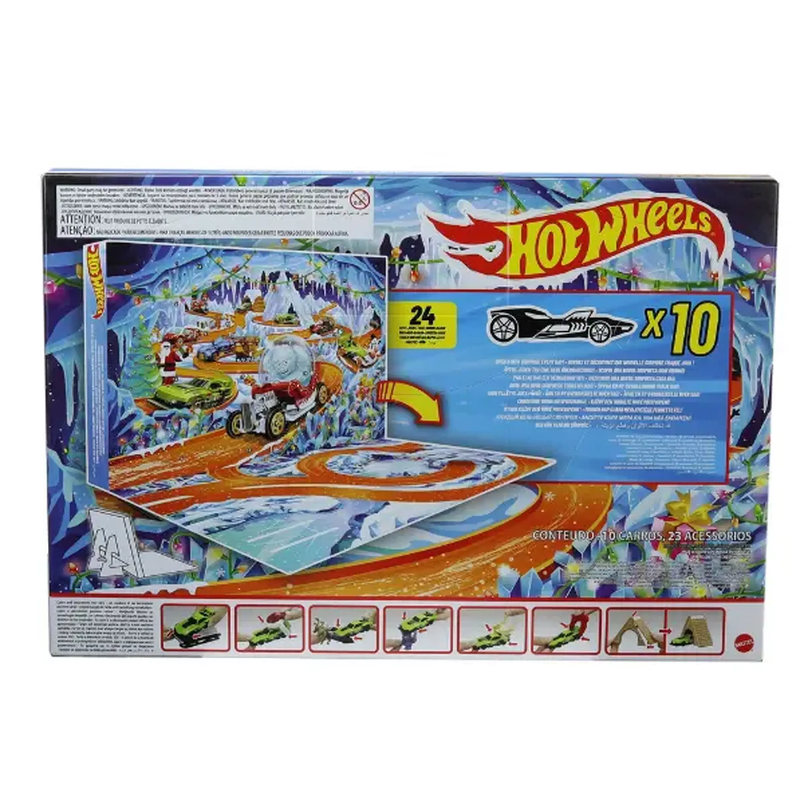 Calendar Advent Hot Wheels, 10 mașinuțe 1:64 și 14 accesorii