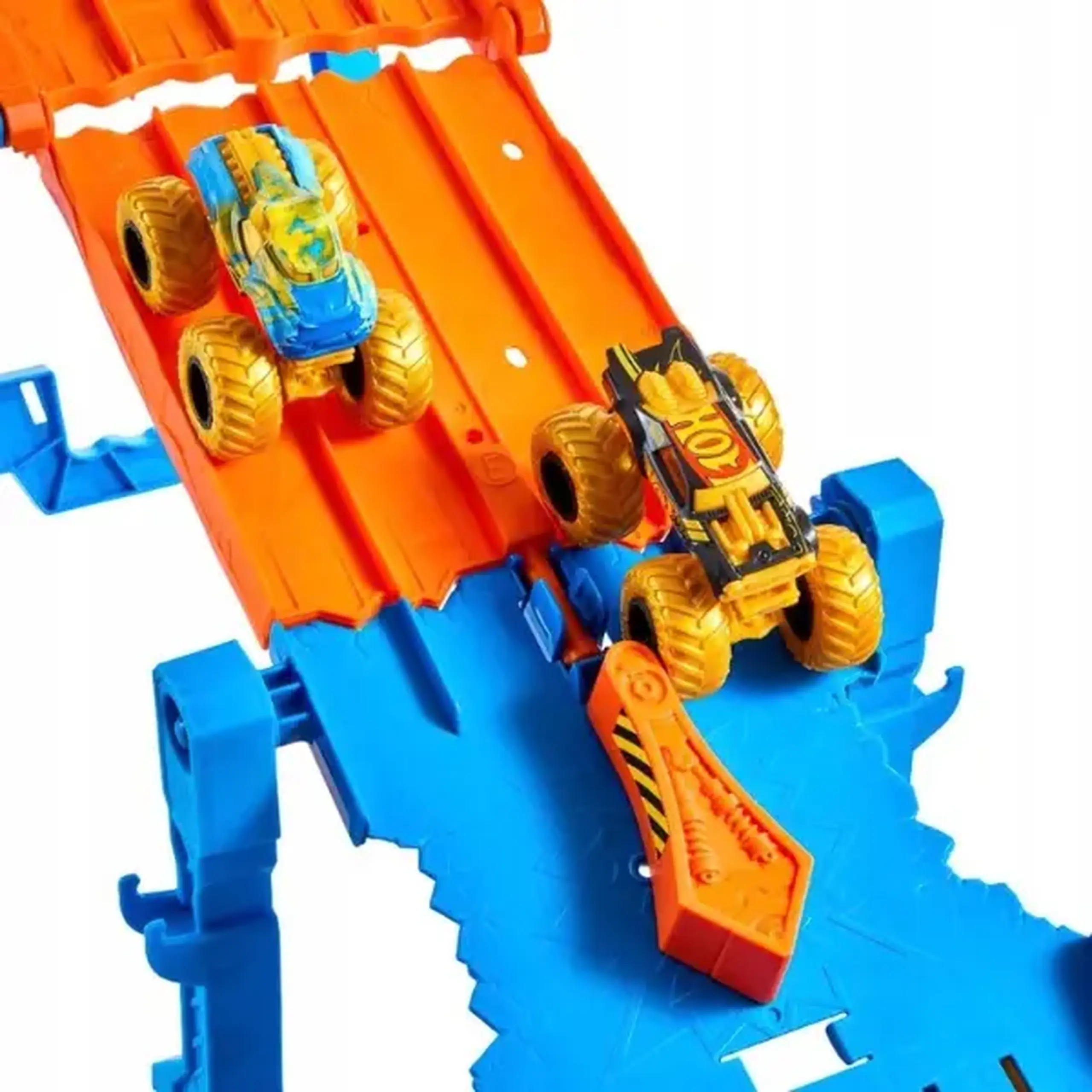 Pistă de curse 2 în 1 Hot Wheels Monster Trucks „Dual Terrain Raceway” cu 2 mașinuțe