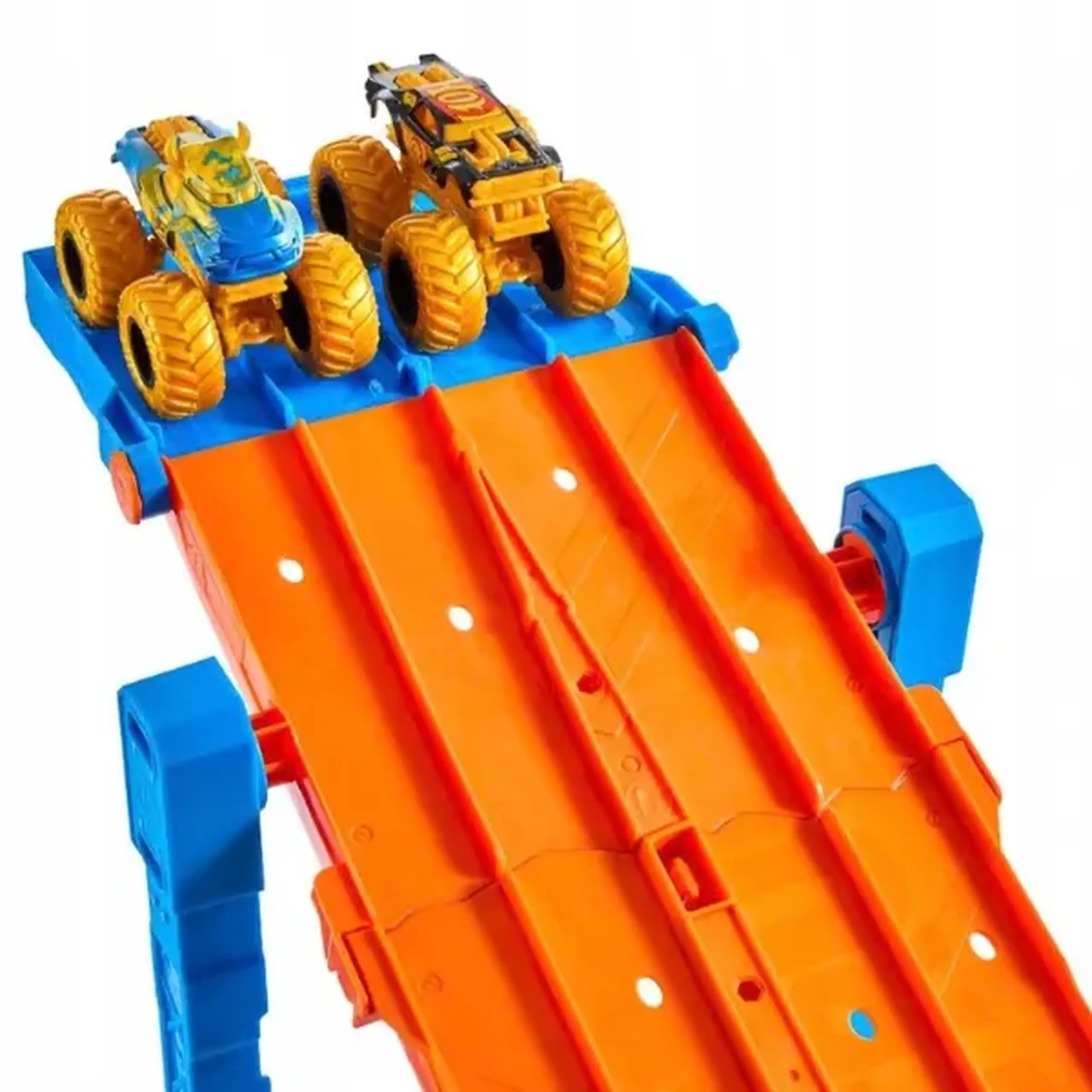 Pistă de curse 2 în 1 Hot Wheels Monster Trucks „Dual Terrain Raceway” cu 2 mașinuțe