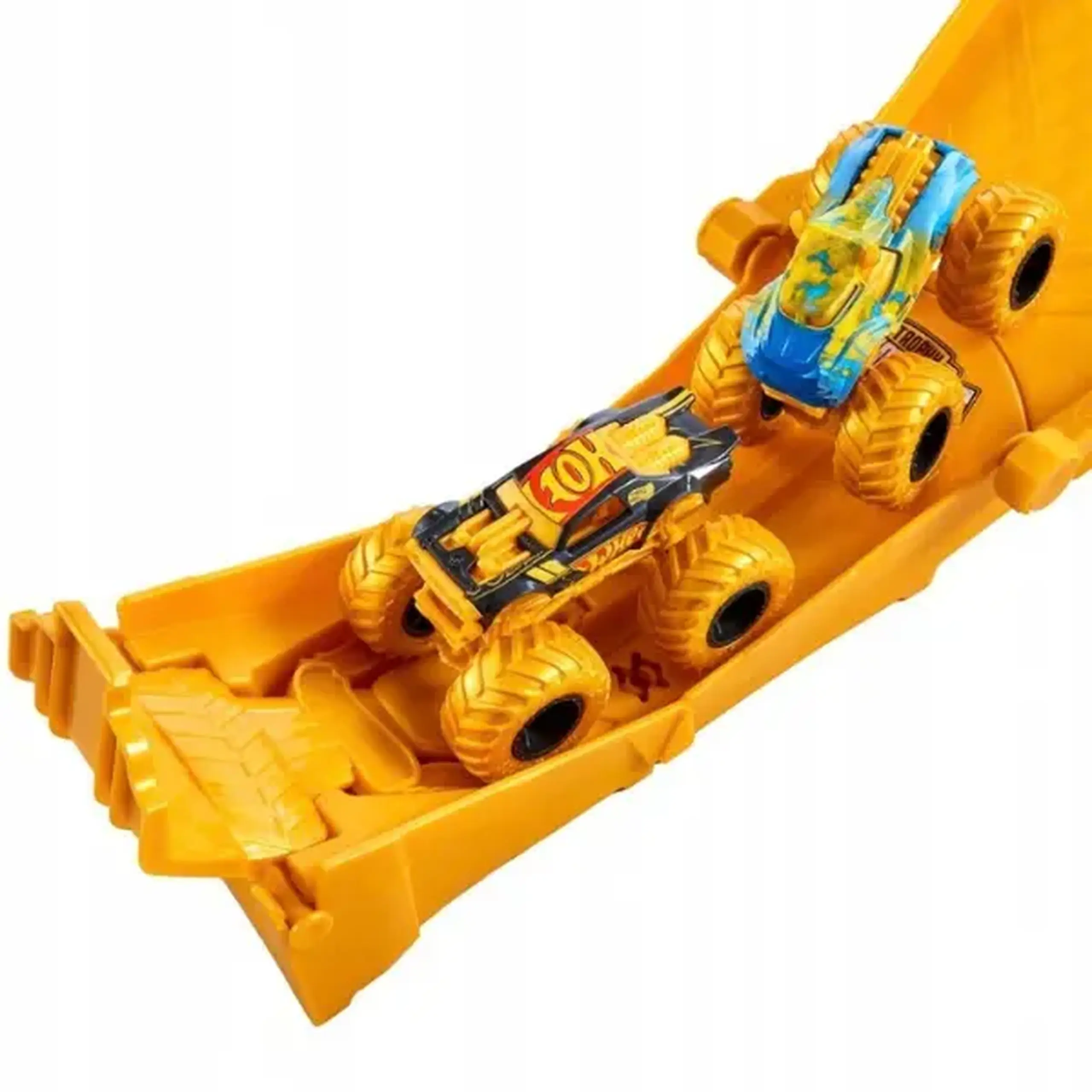 Pistă de curse 2 în 1 Hot Wheels Monster Trucks „Dual Terrain Raceway” cu 2 mașinuțe