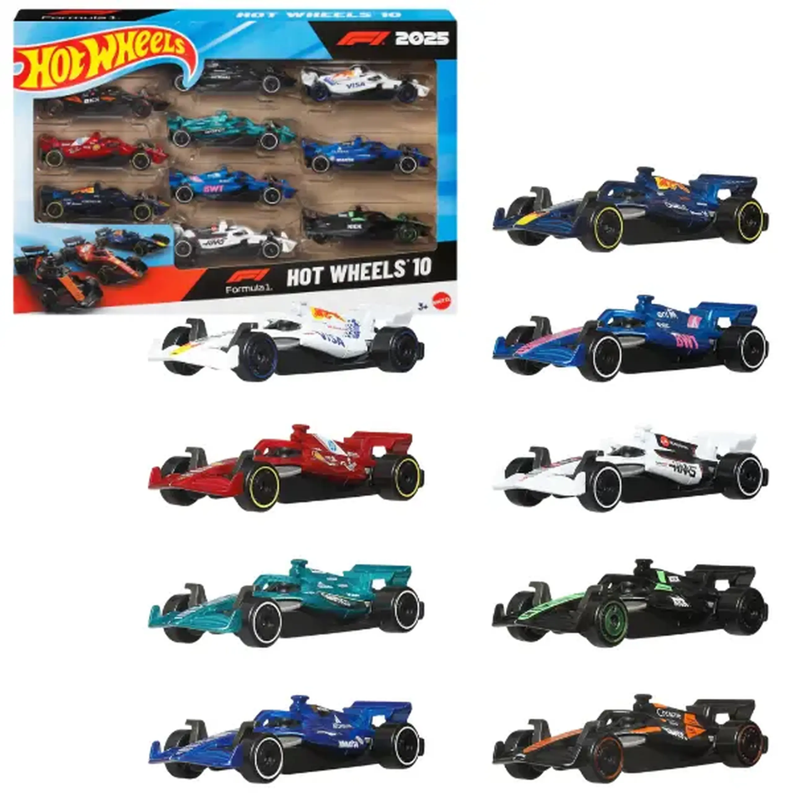 1:64 Set mașinuțe Formula 1 Hot Wheels, 10 buc