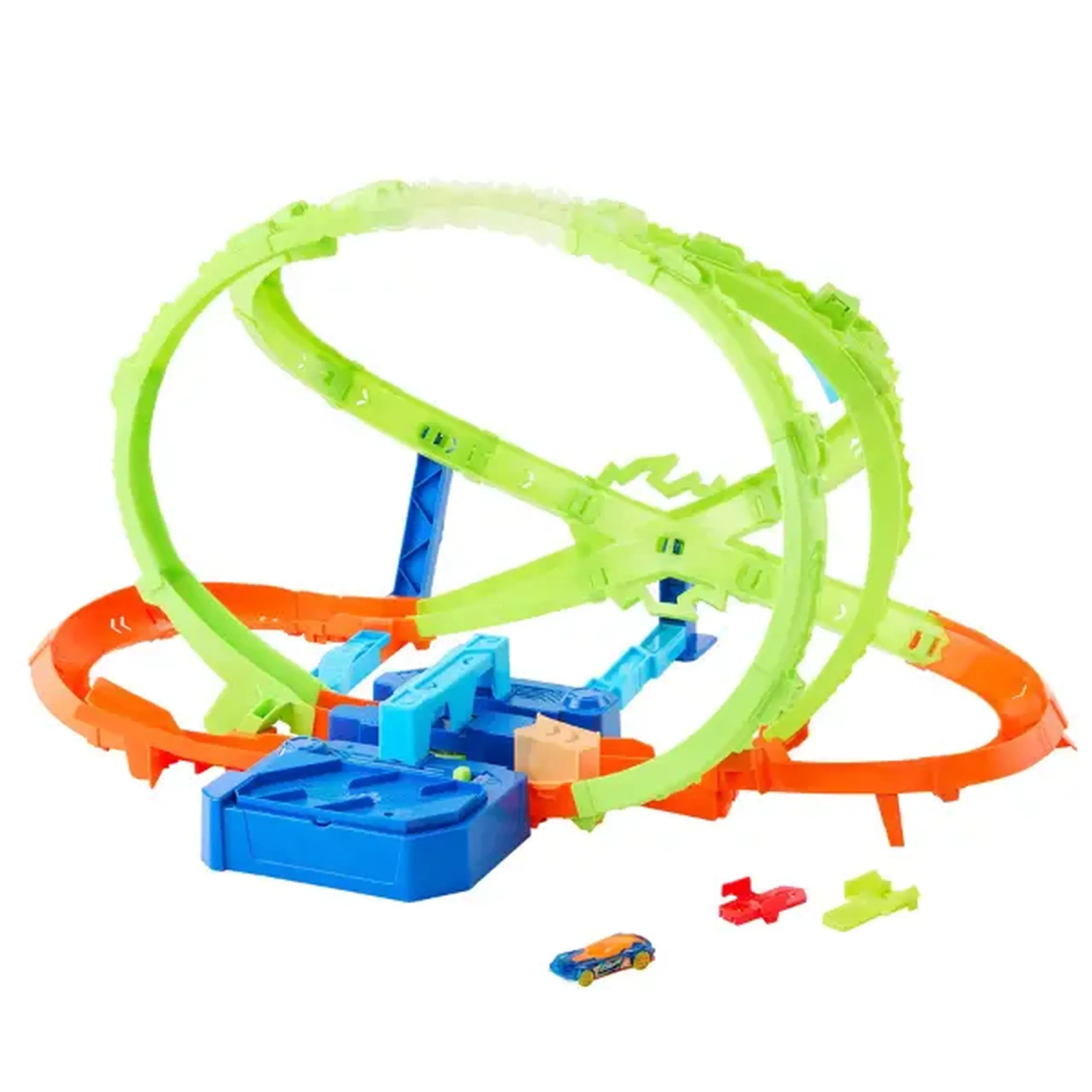 Pistă de joacă „Hypersphere Crash” Hot Wheels Stunt Tracks, mașinuță 1:64