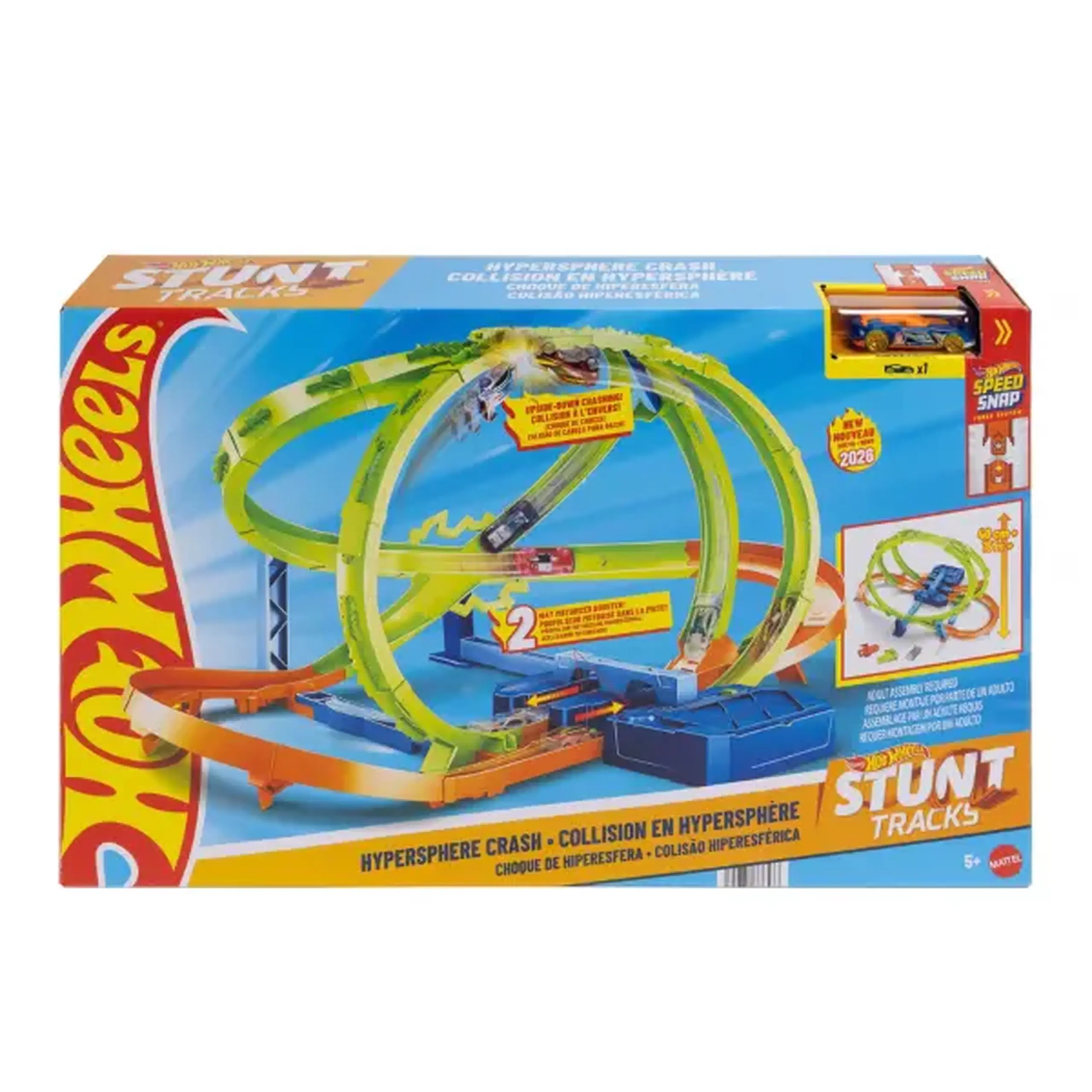 Pistă de joacă „Hypersphere Crash” Hot Wheels Stunt Tracks, mașinuță 1:64