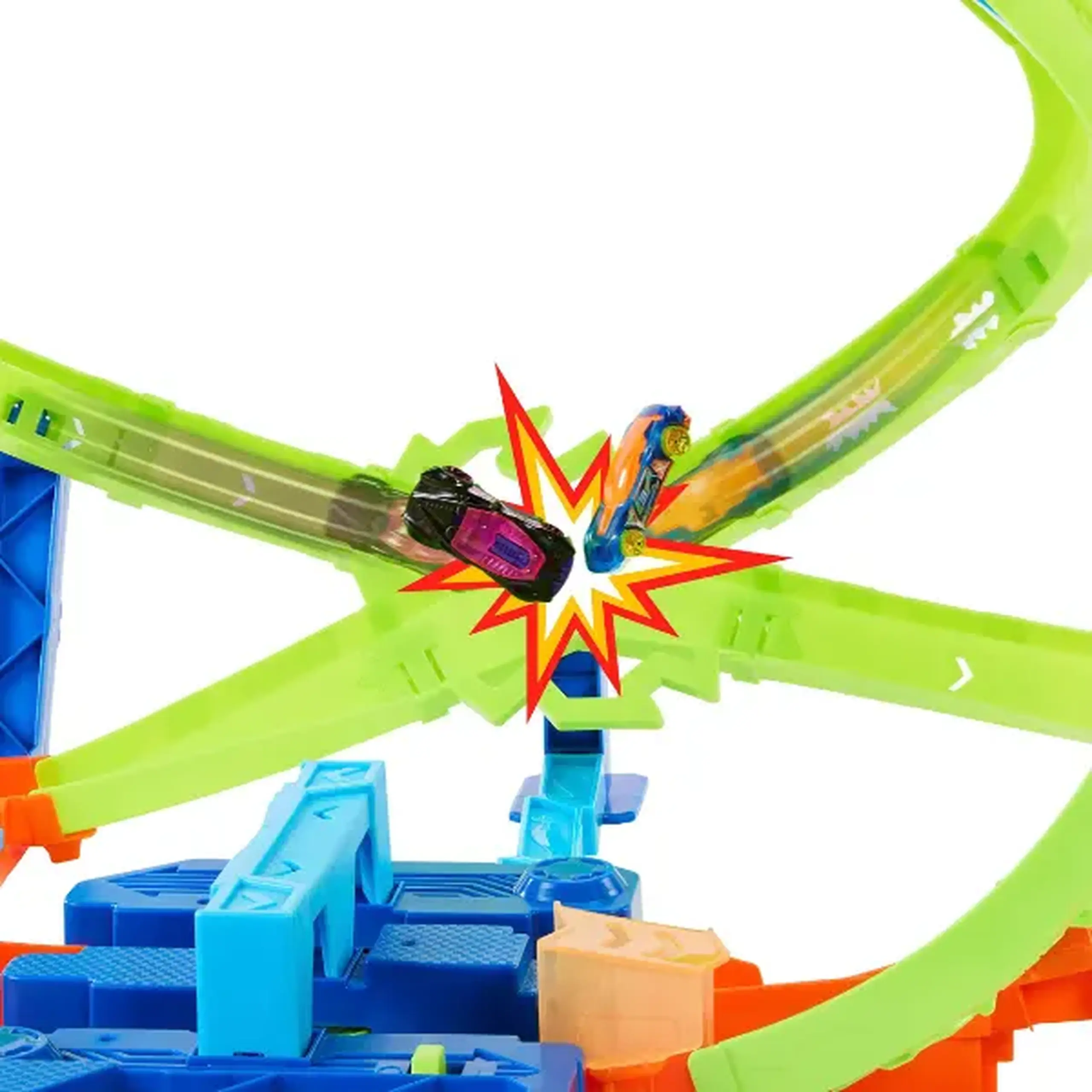 Pistă de joacă „Hypersphere Crash” Hot Wheels Stunt Tracks, mașinuță 1:64