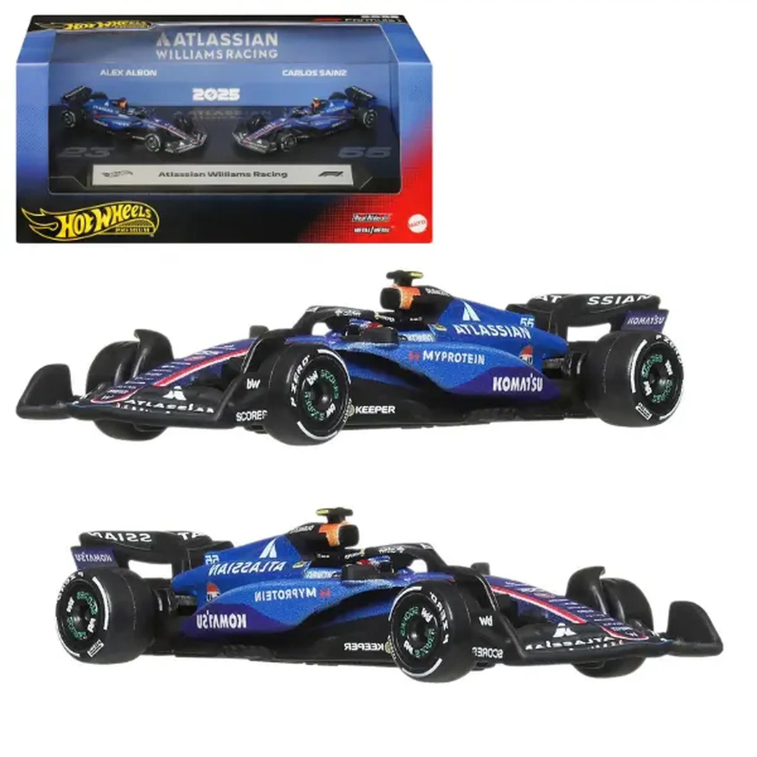 1:64 Set mașinuțe Formula 1 Atlassian Williams Racing Hot Wheels Premium, 2 buc