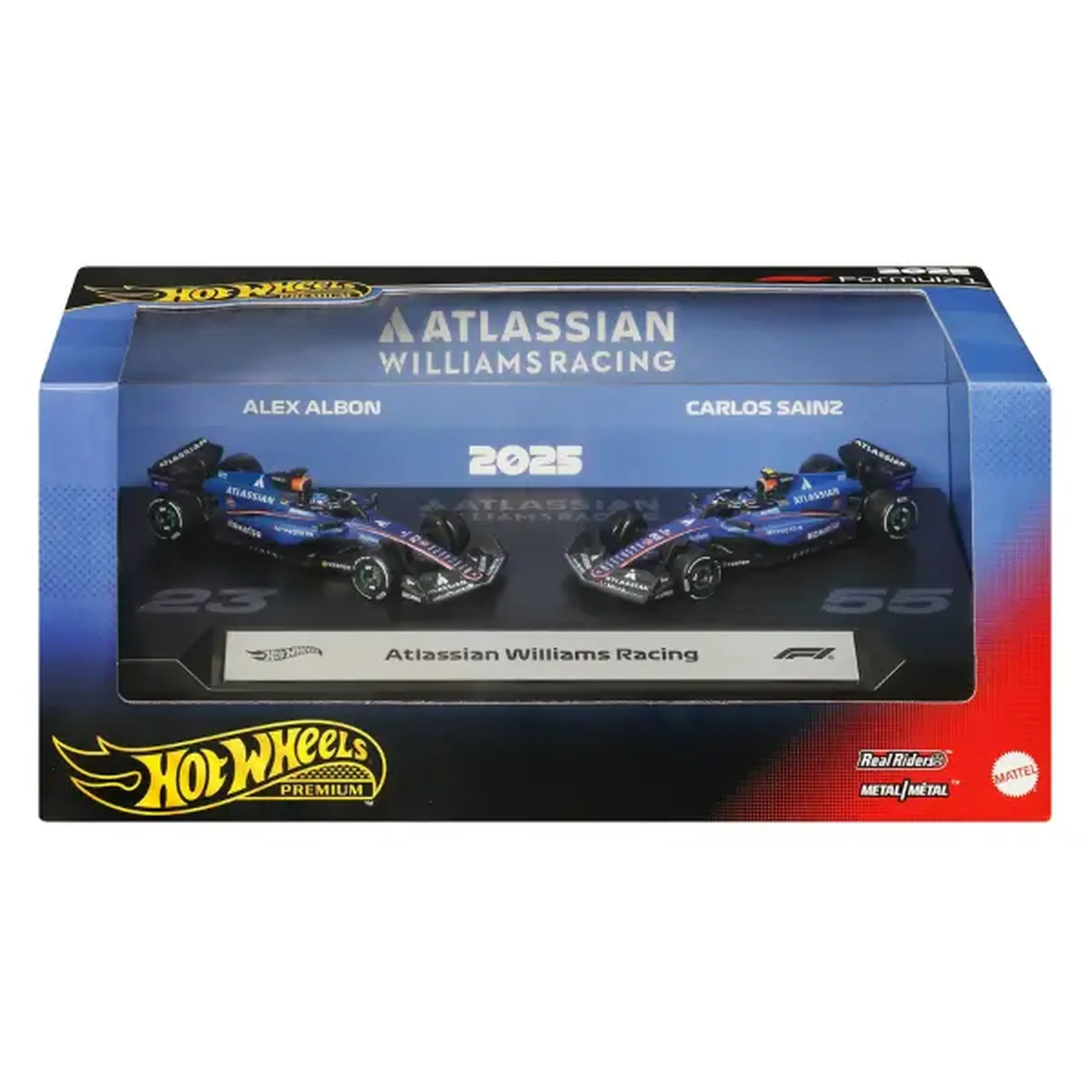 1:64 Set mașinuțe Formula 1 Atlassian Williams Racing Hot Wheels Premium, 2 buc