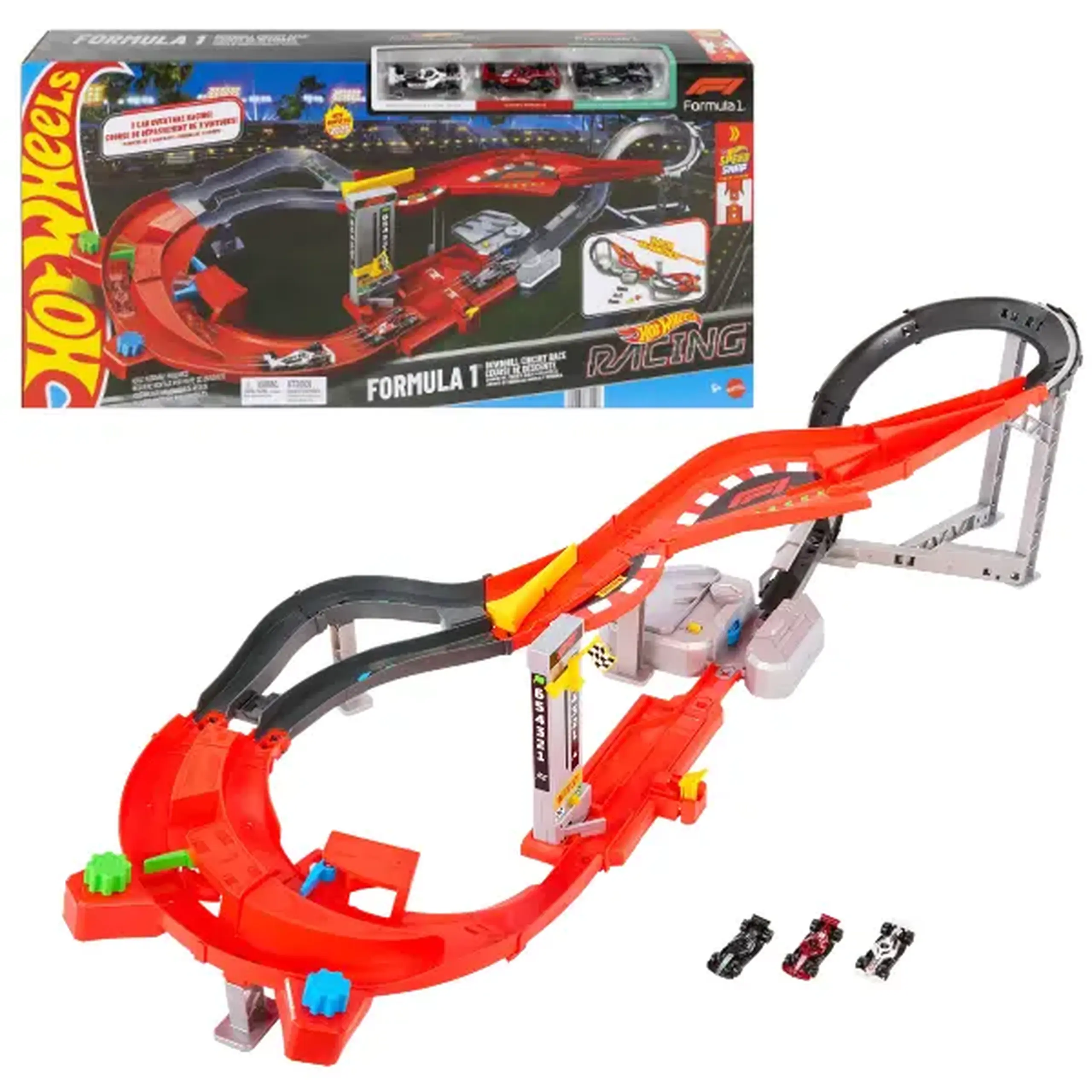 Set de curse "Pista Formula1" Hot Wheels, Racing,3 mașini1:64