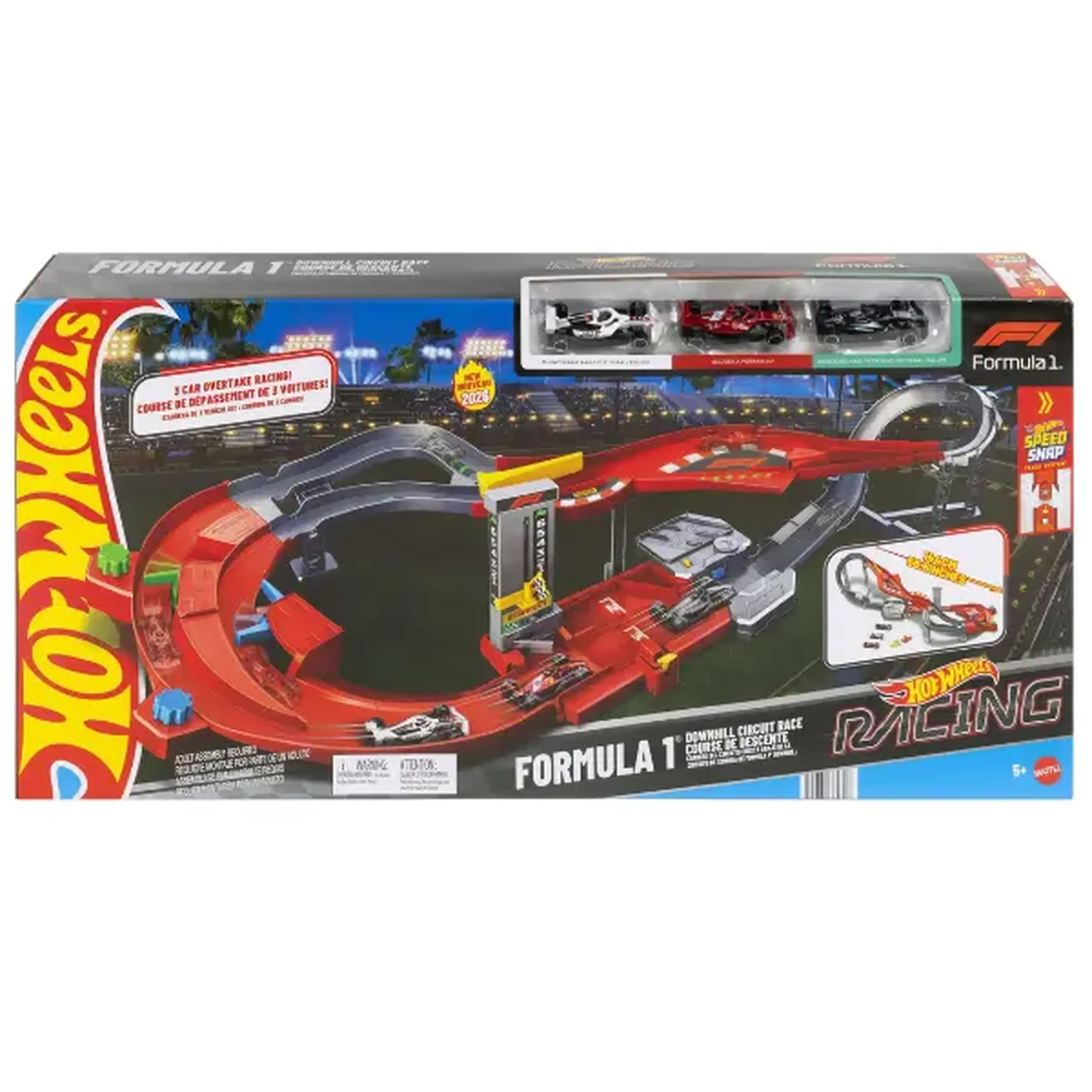 Set de curse "Pista Formula1" Hot Wheels, Racing,3 mașini1:64