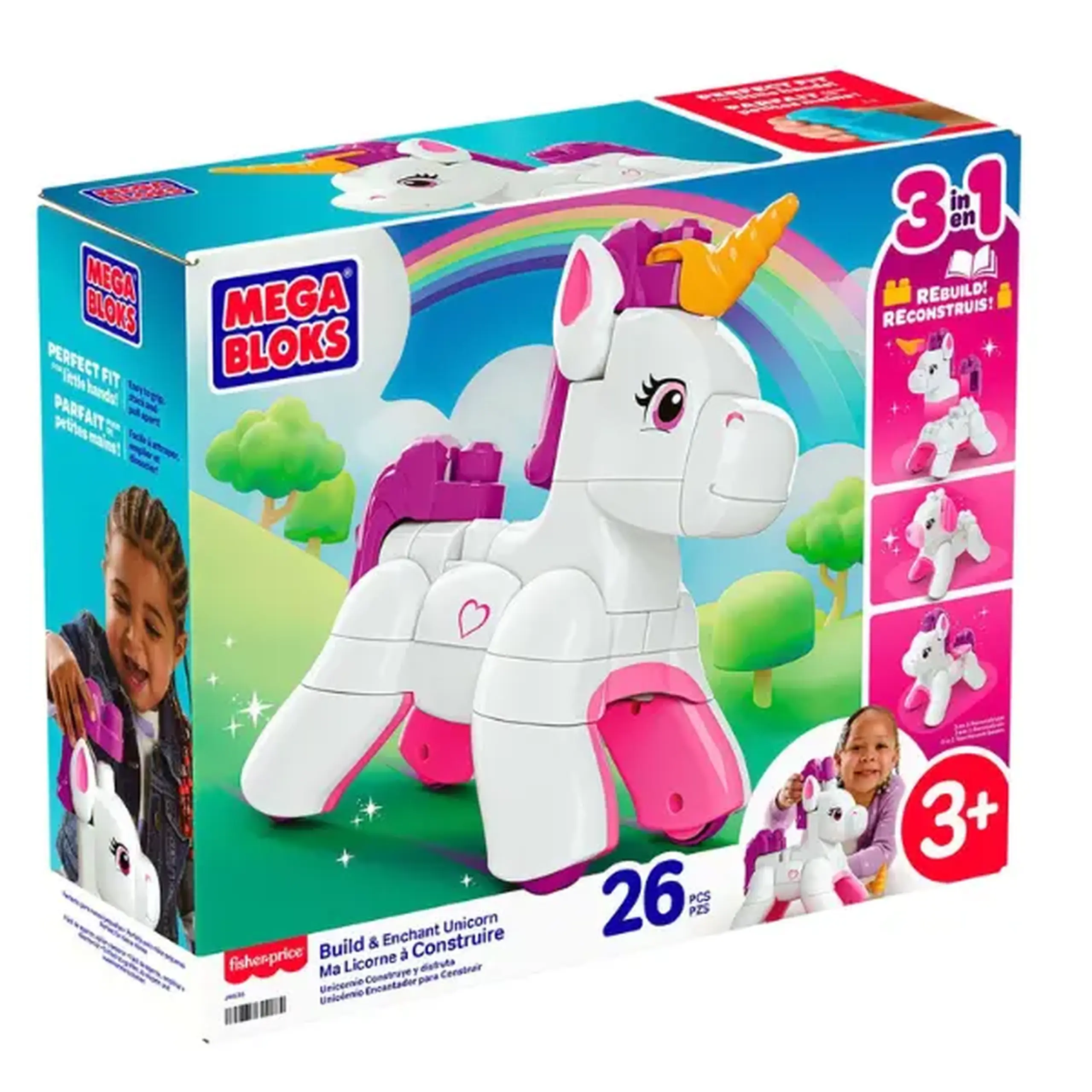Set de construcție 3 în 1 „Unicorn magic” MEGA BLOKS, 26 piese