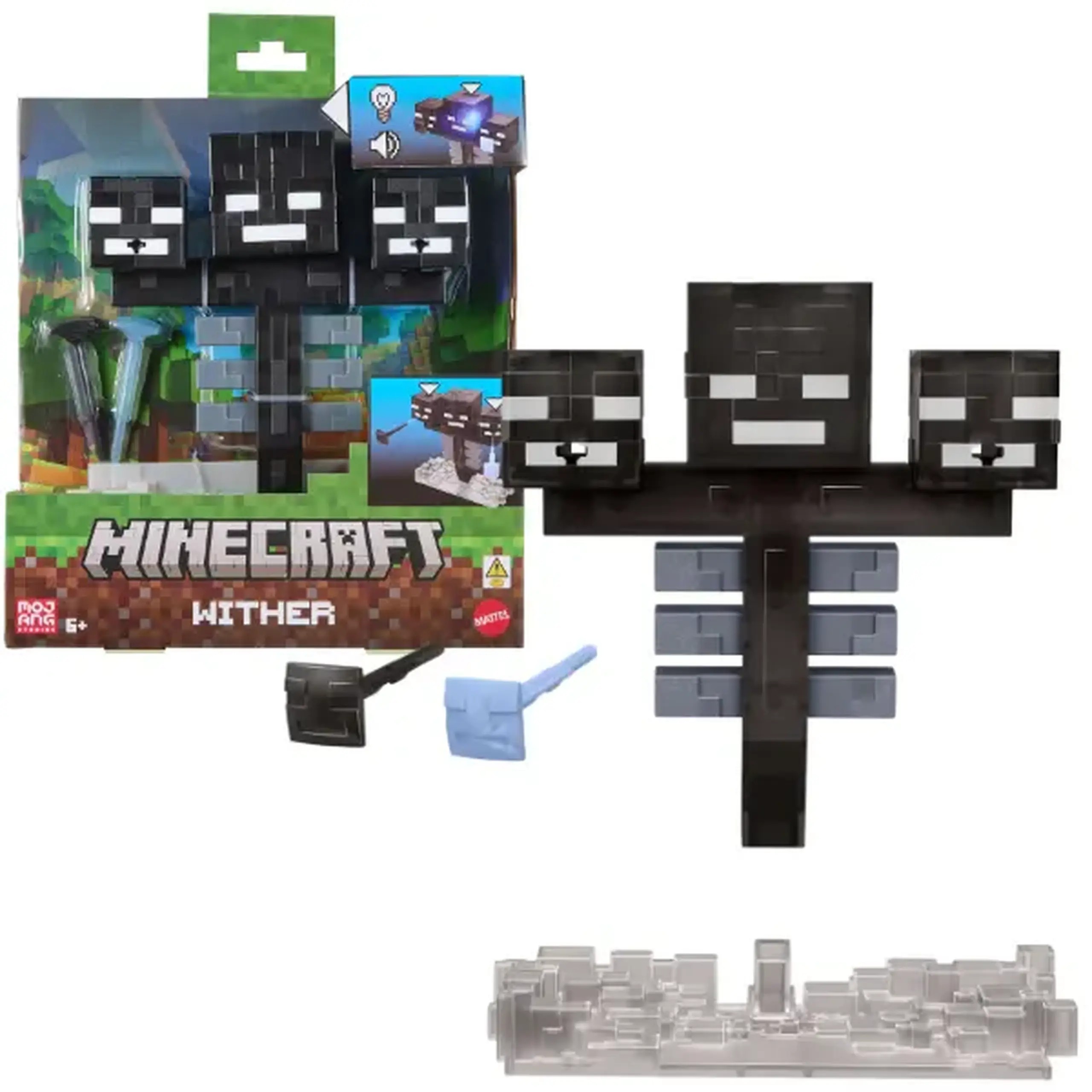 Figurină interactivă „Wither” Minecraft, lumini, sunete și 2 accesorii cu lansare