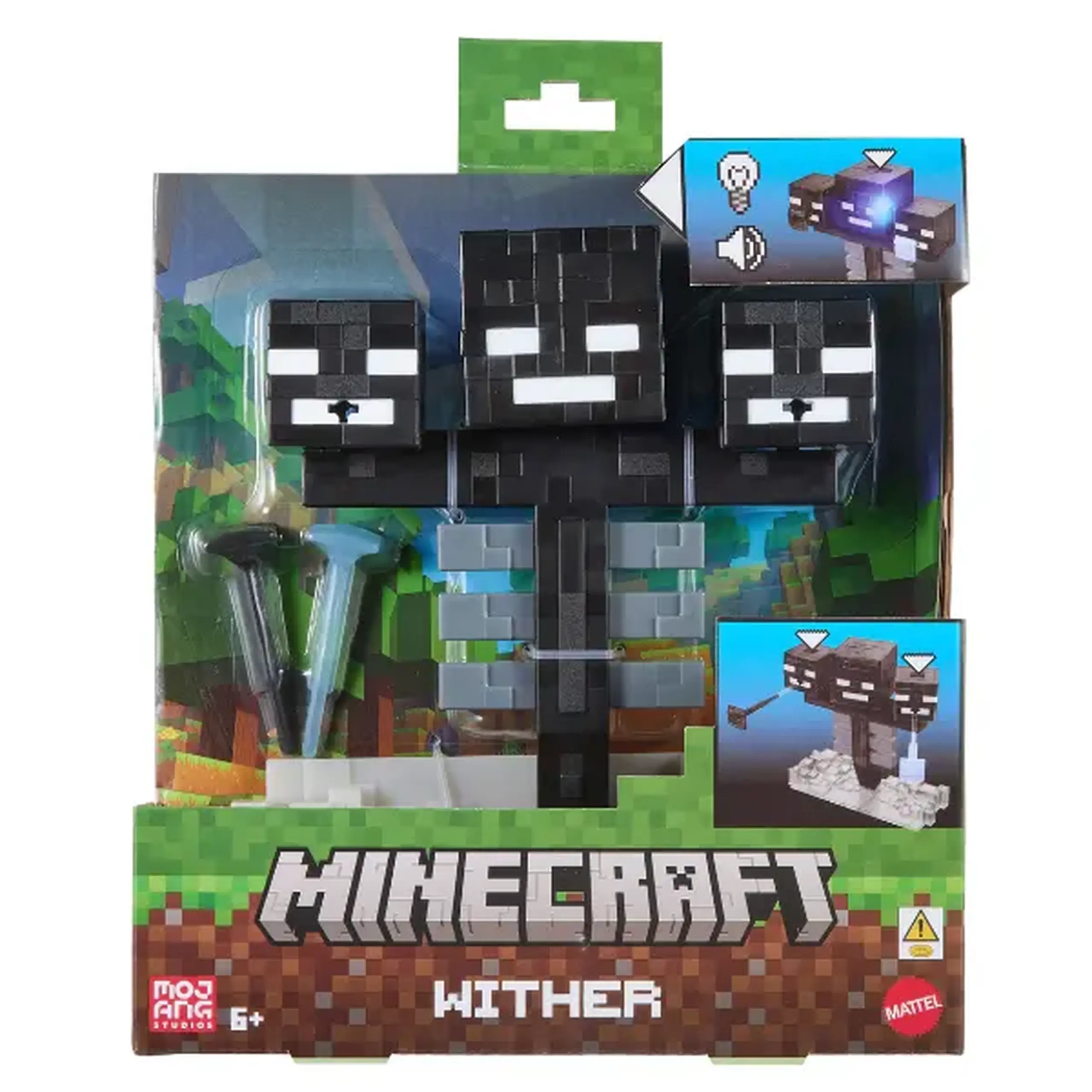 Figurină interactivă „Wither” Minecraft, lumini, sunete și 2 accesorii cu lansare
