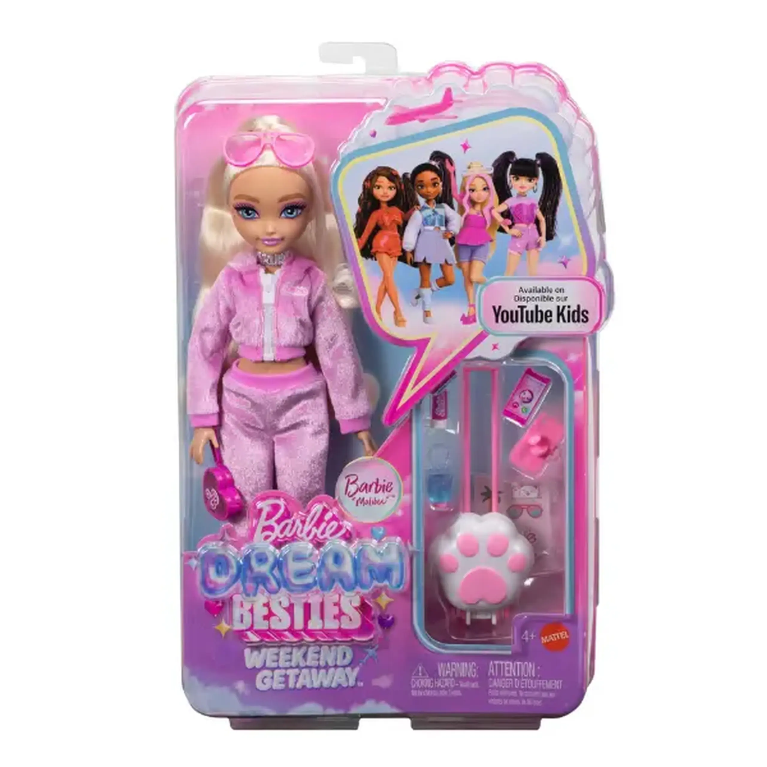 Păpușa Barbie Dream Besties „Malibu: Escapadă de weekend” cu accesorii