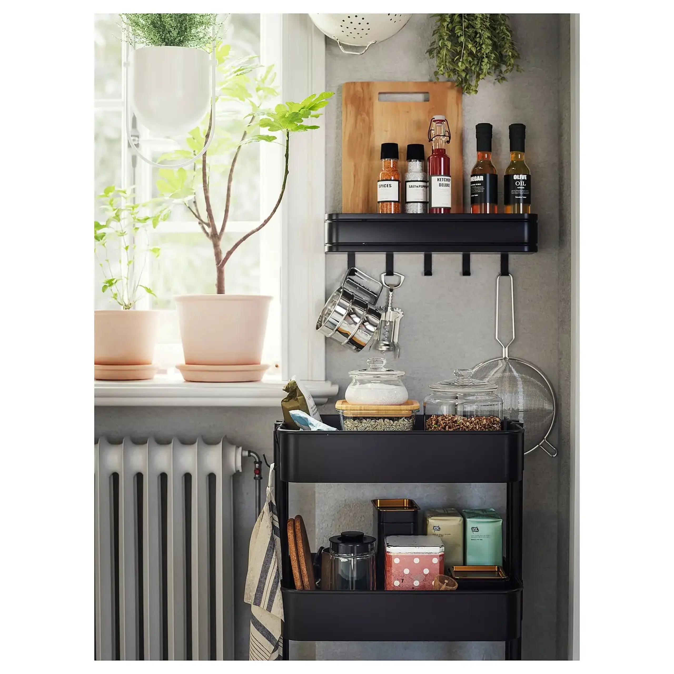 IKEA RÅSKOG Carucior, negru, 35x45x77 cm