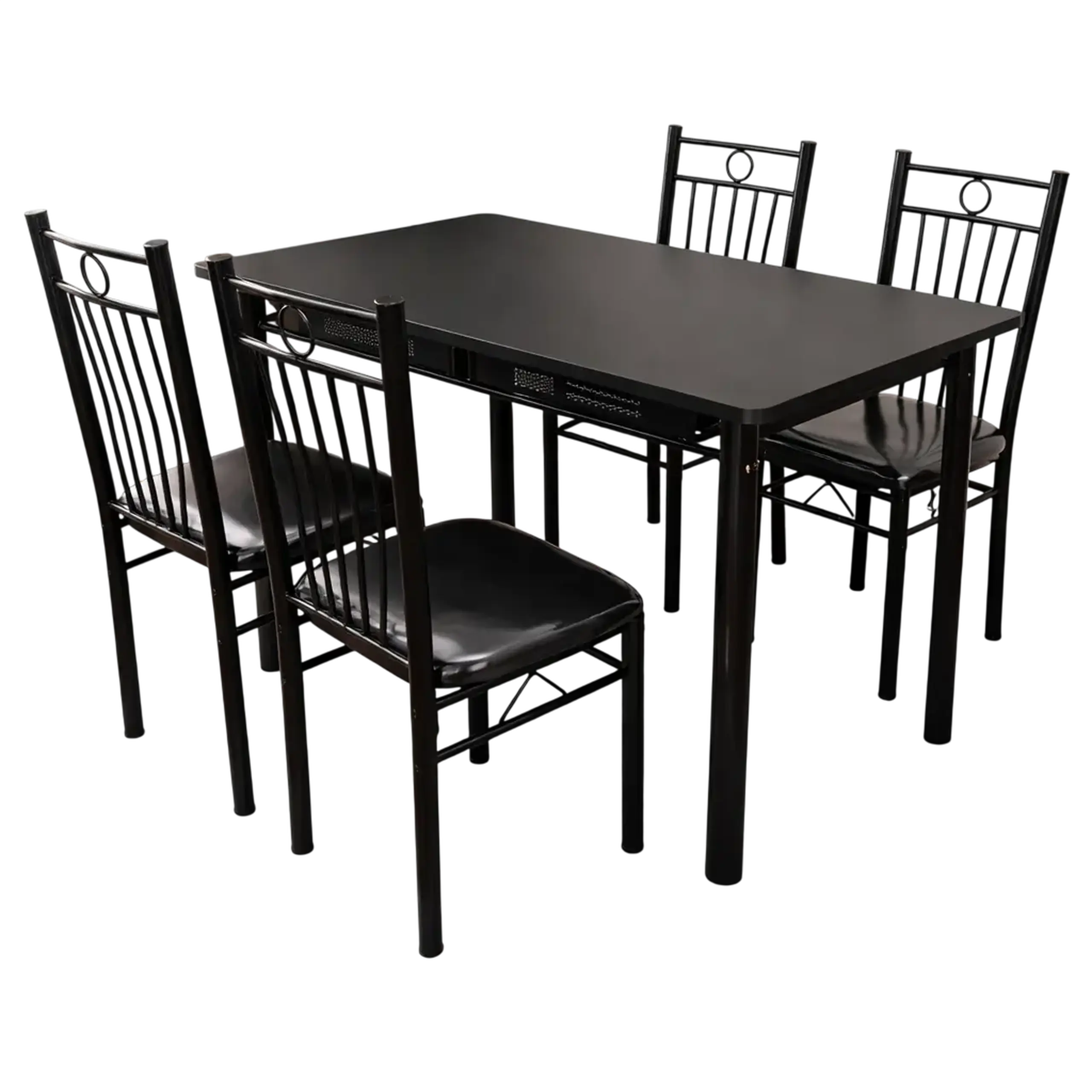 Set masă și 4 scaune FABBYGO 161CM 145K, Negru