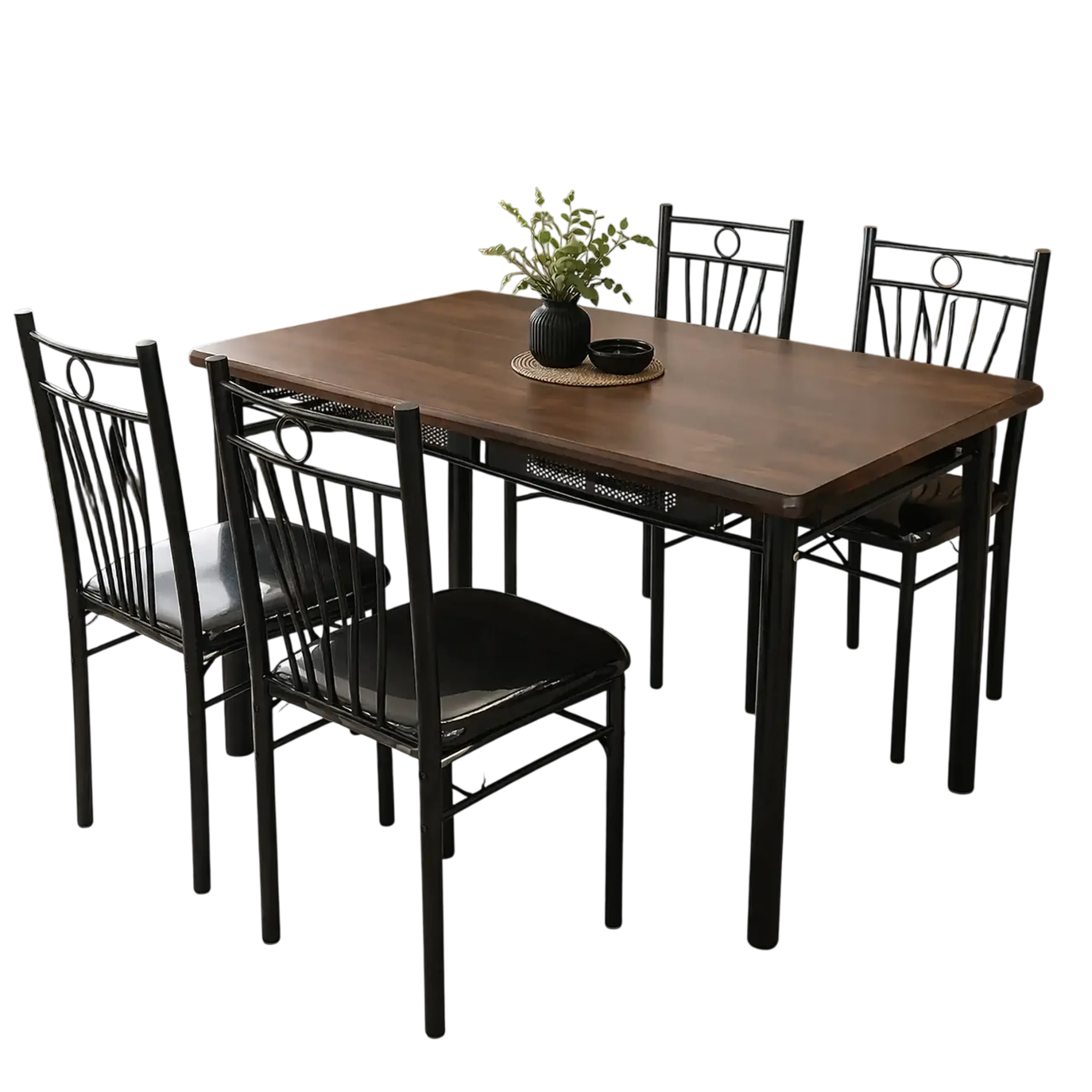 Set masă și 4 scaune FABBYGO 34B281, Maro/Negru