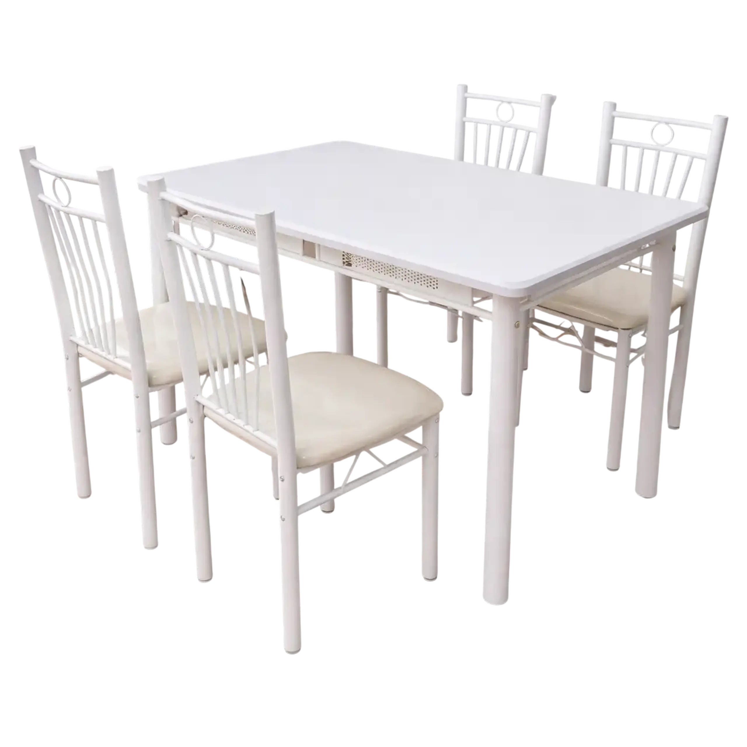 Set masă și 4 scaune FABBYGO 166 B03B, Alb