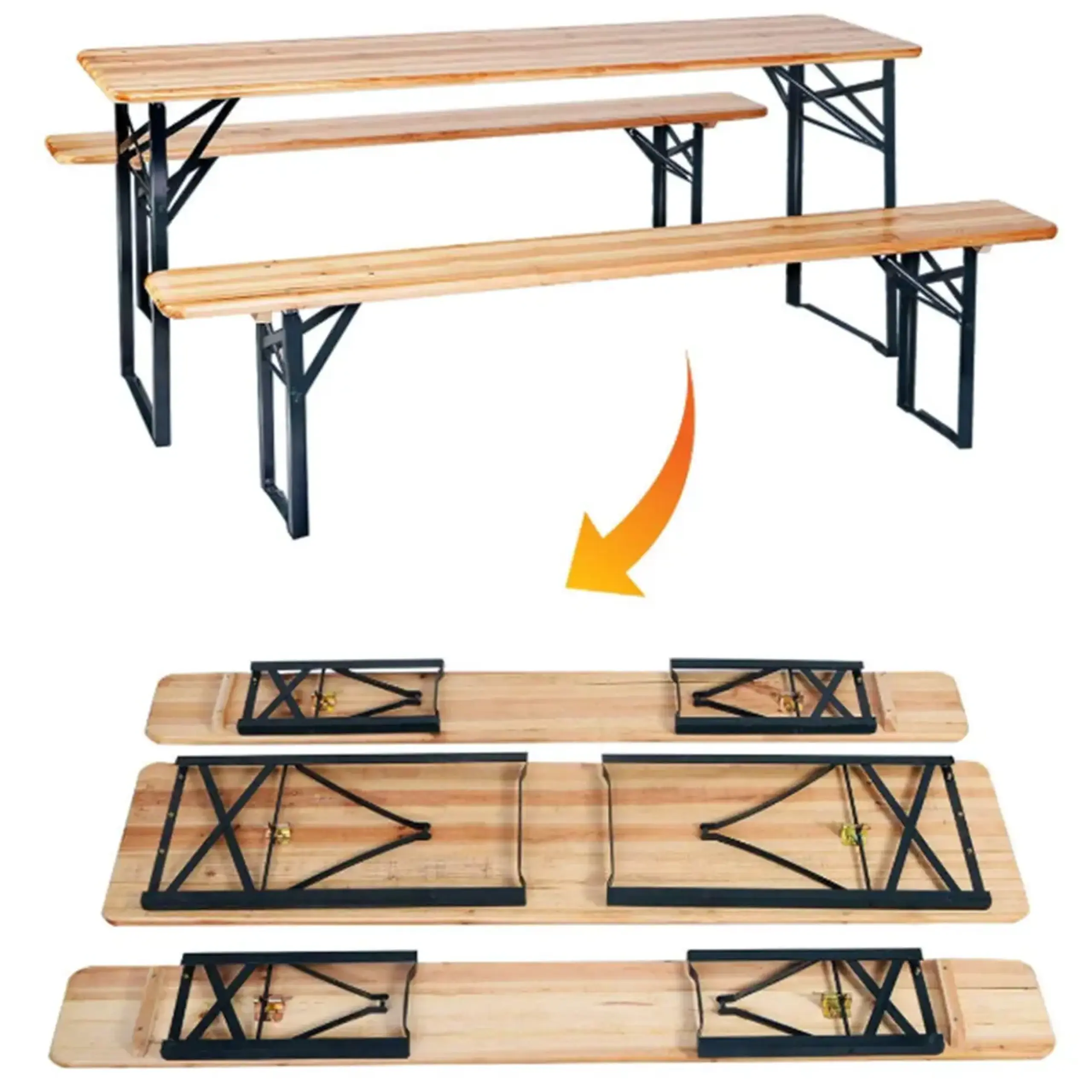 Set de grădină FABBYGO masa si scaune XHWB-001 – Wood & Steel