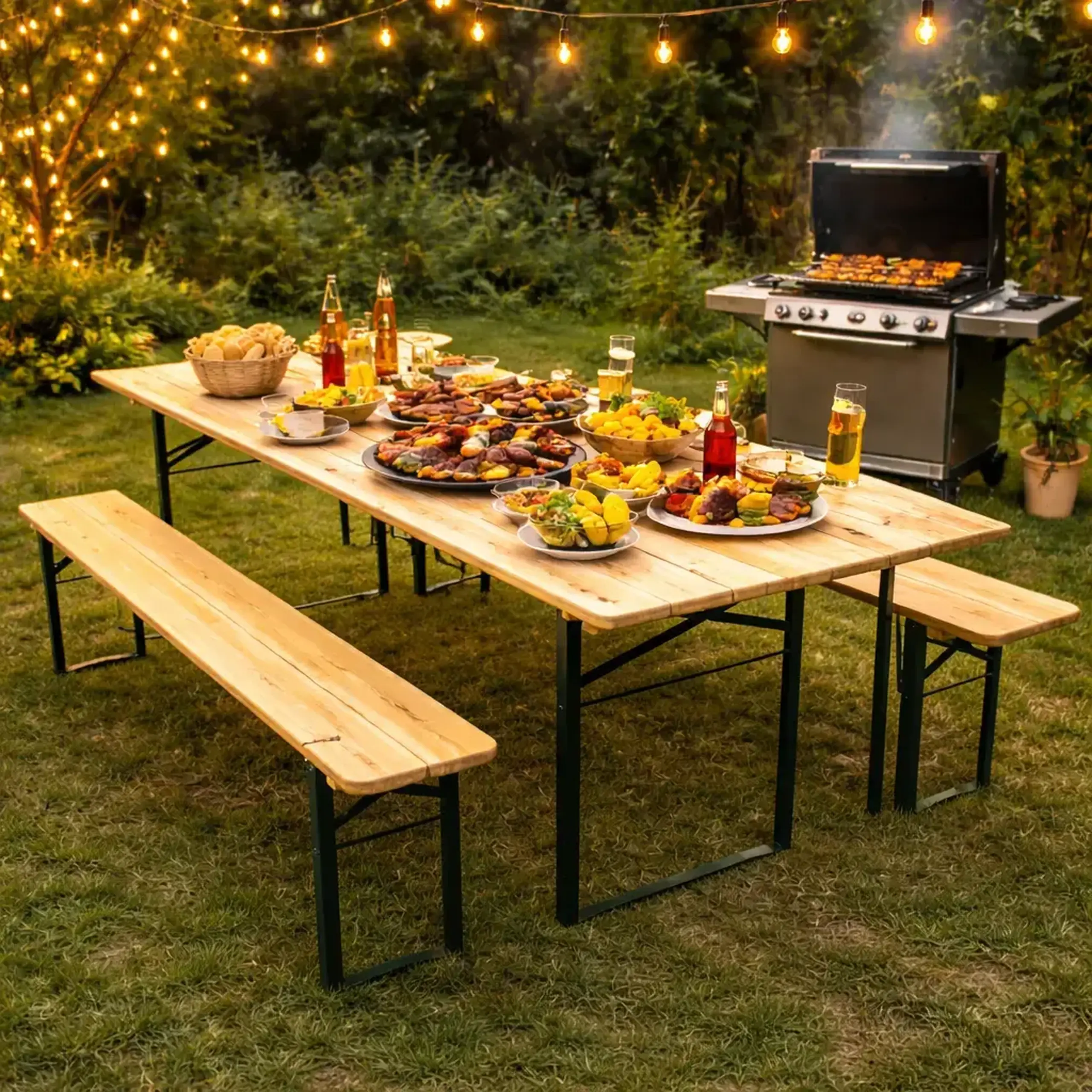 Set de grădină FABBYGO masa si scaune XHWB-001 – Wood & Steel