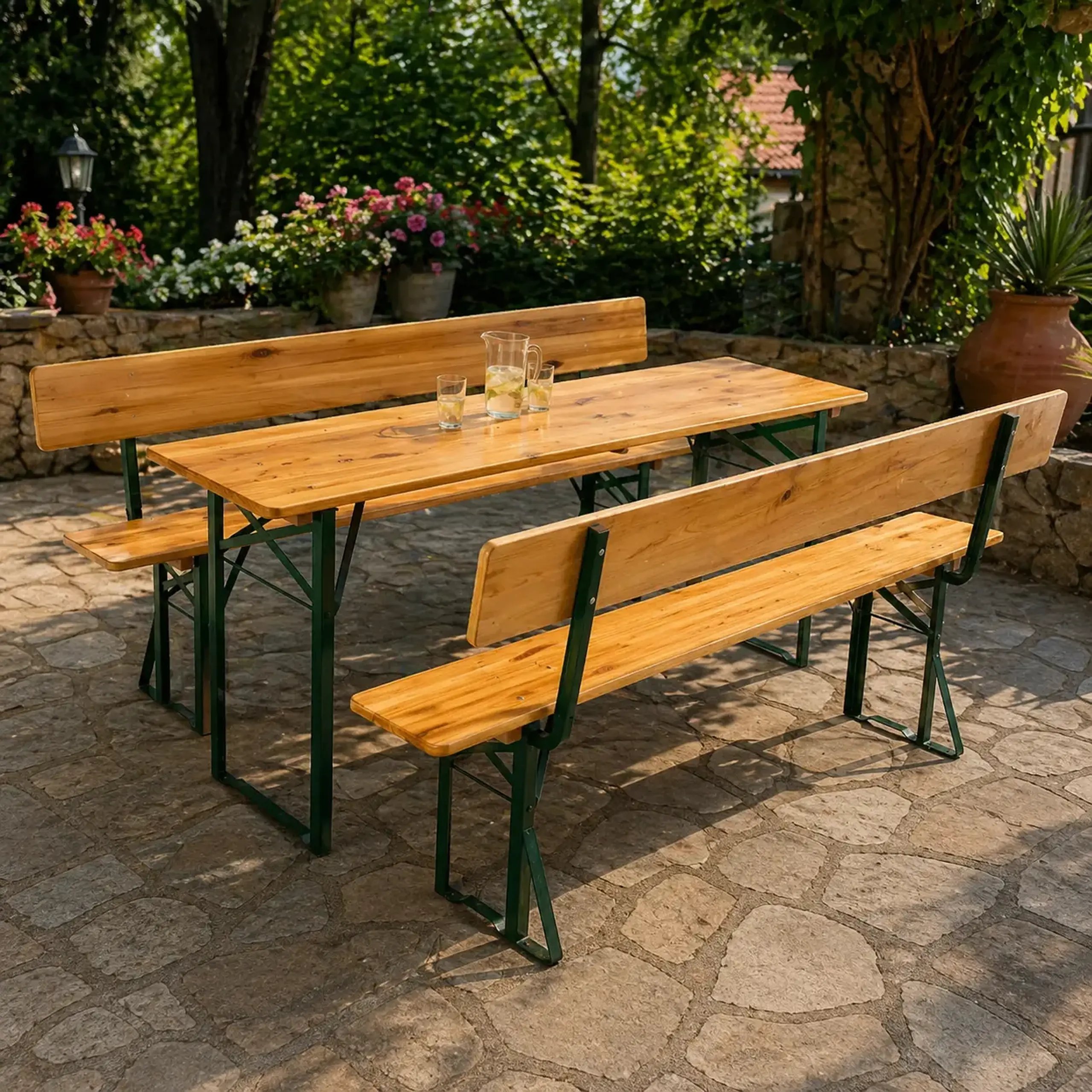 Set de grădină FABBYGO masa si scaune XHWB - 003 – Wood & Steel