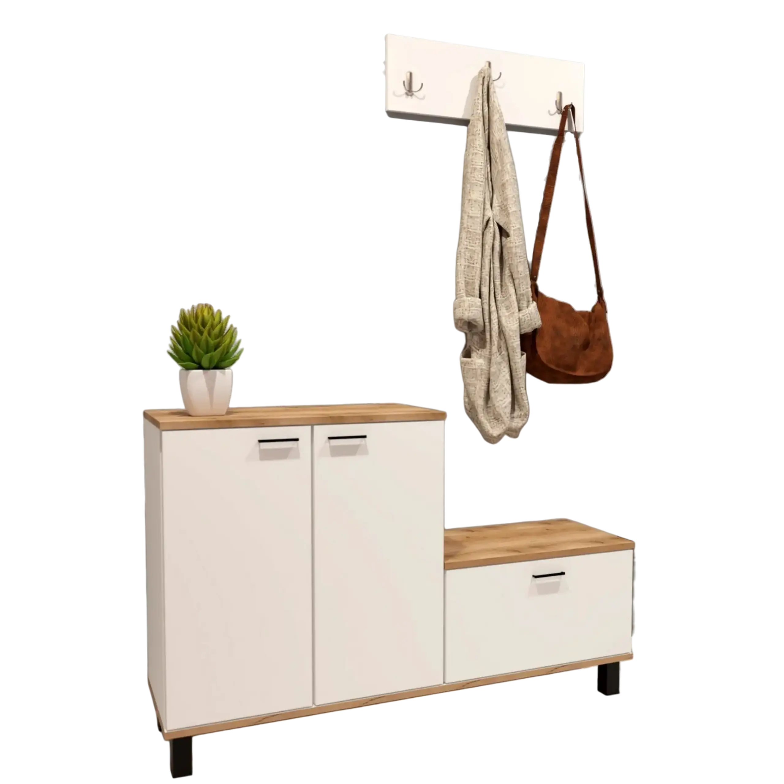 Set dulap pentru pantofi și cuier Veluxa Alb/Atlantic 75x120x32cm