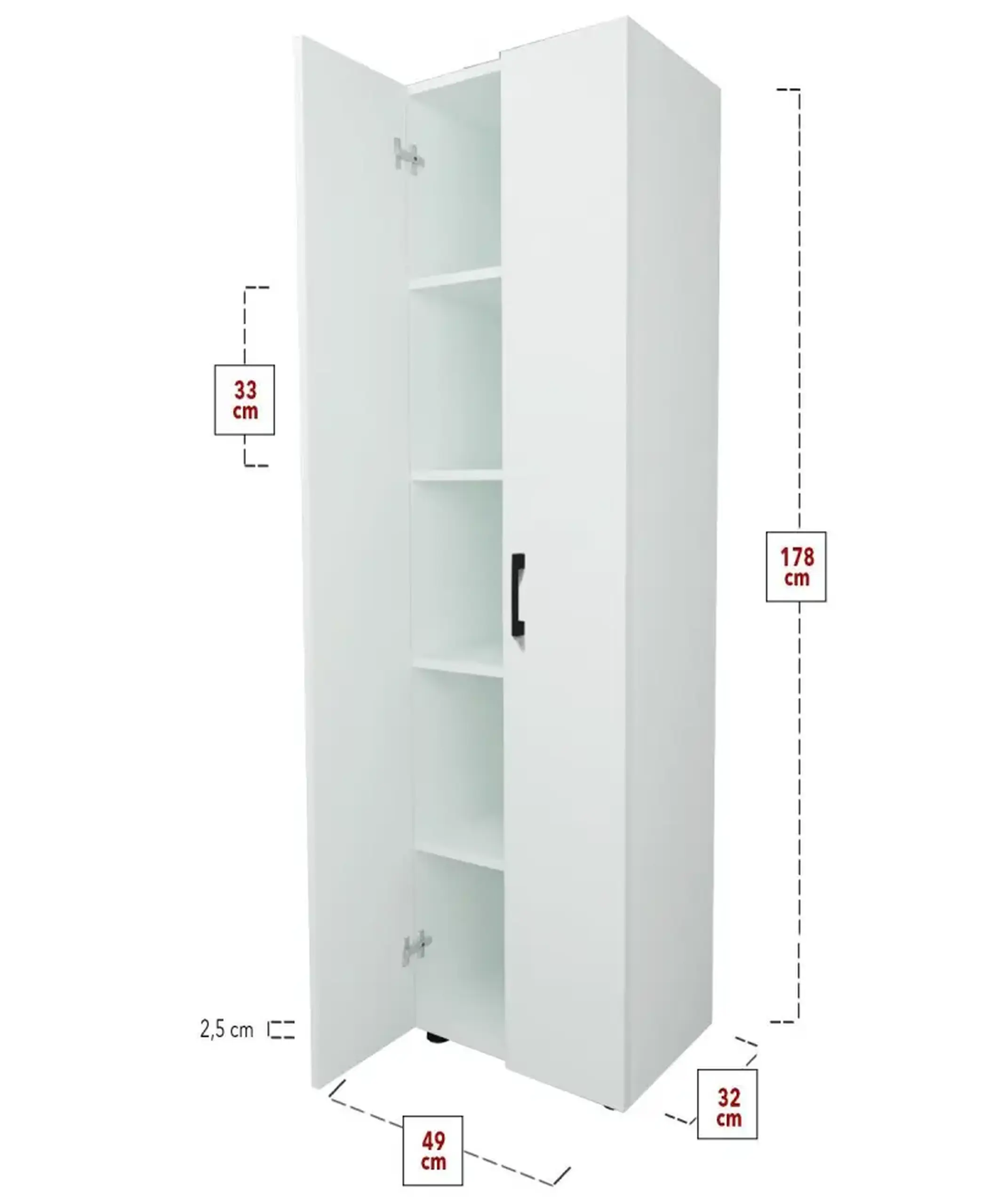 Dulap cu 5 rafturi Merlin Alb 50x173x32cm