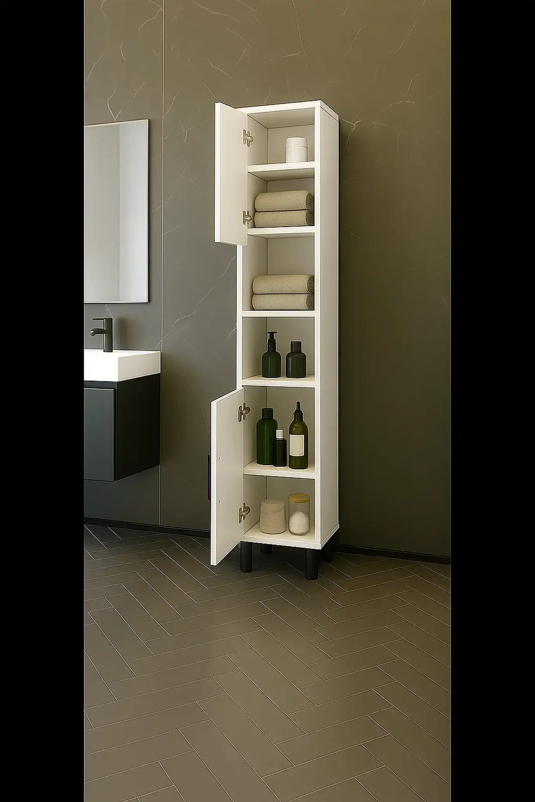Dulap pentru baie Slimora Alb 180x35x30cm
