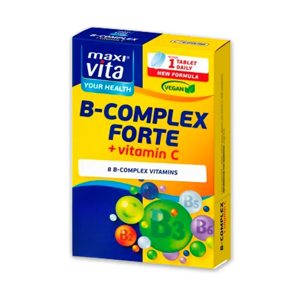 Vitamina B complex FORTE +Vit.C 120mg tab.N30 MaxiVita