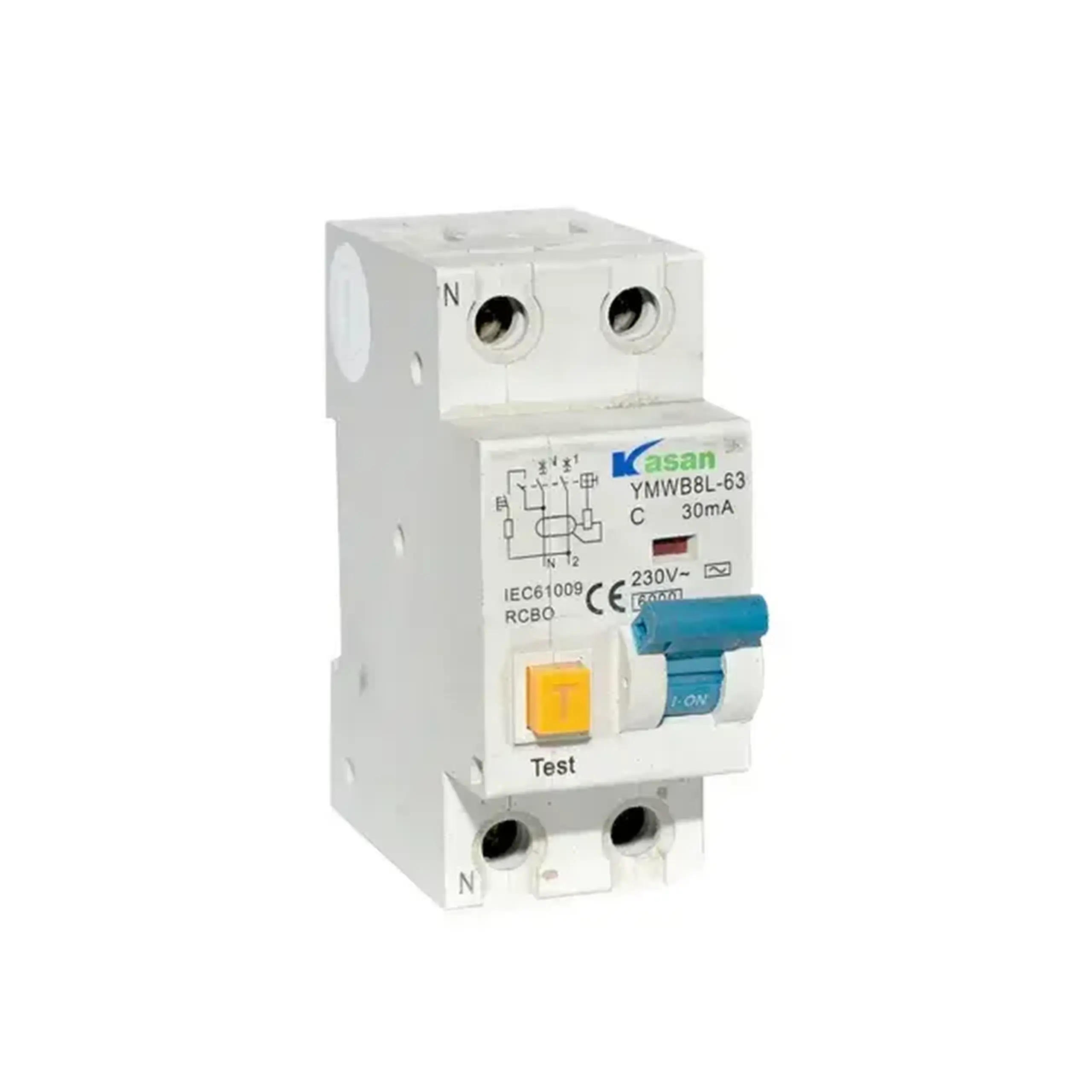 Întreruptor diferențial YMWB8L-63 C 30 mA 63 A 2P 220 - 240 V KASAN