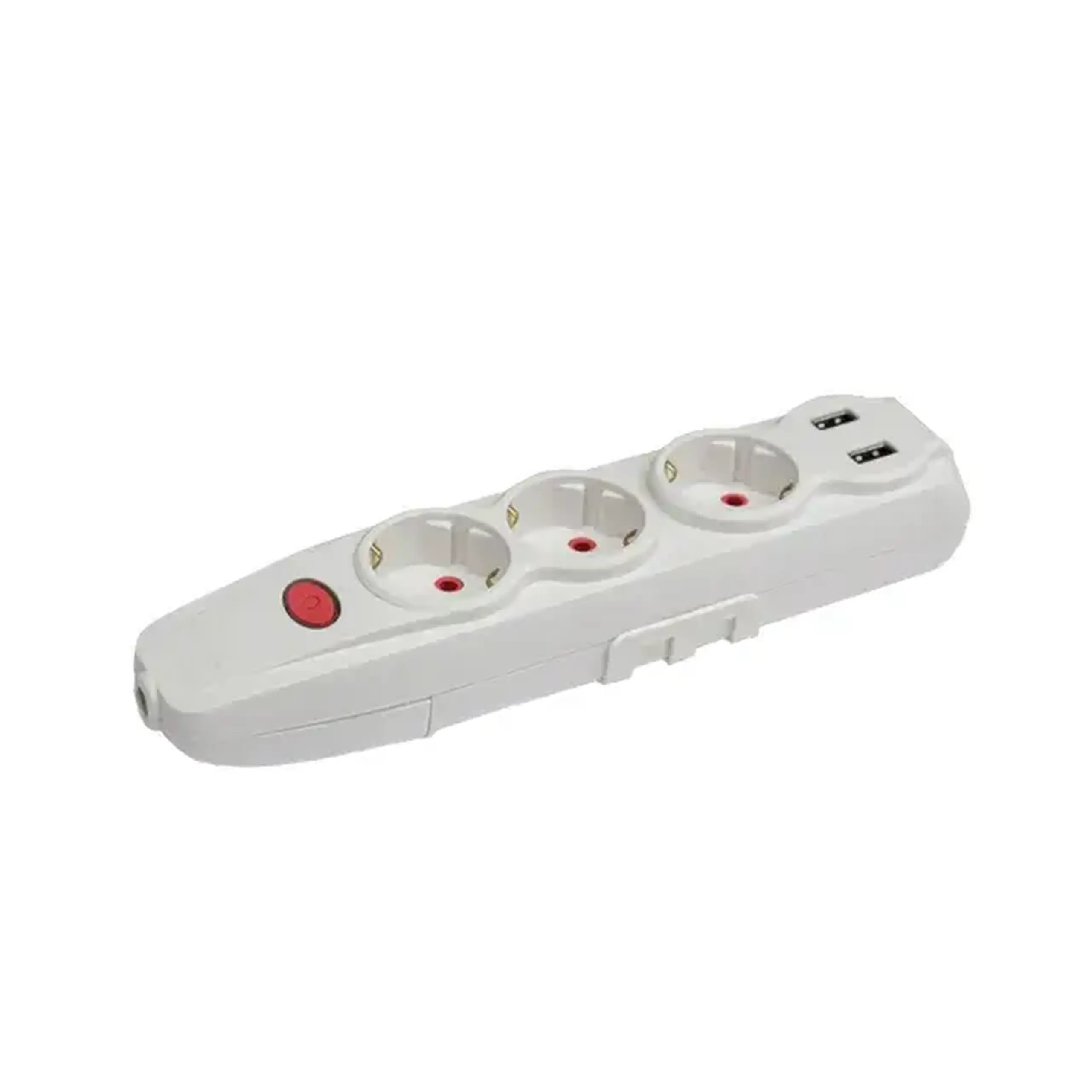 Bloc priză cu împământare și întrerupător 3 prize + 2 USB fără cablu 16 A Elmos