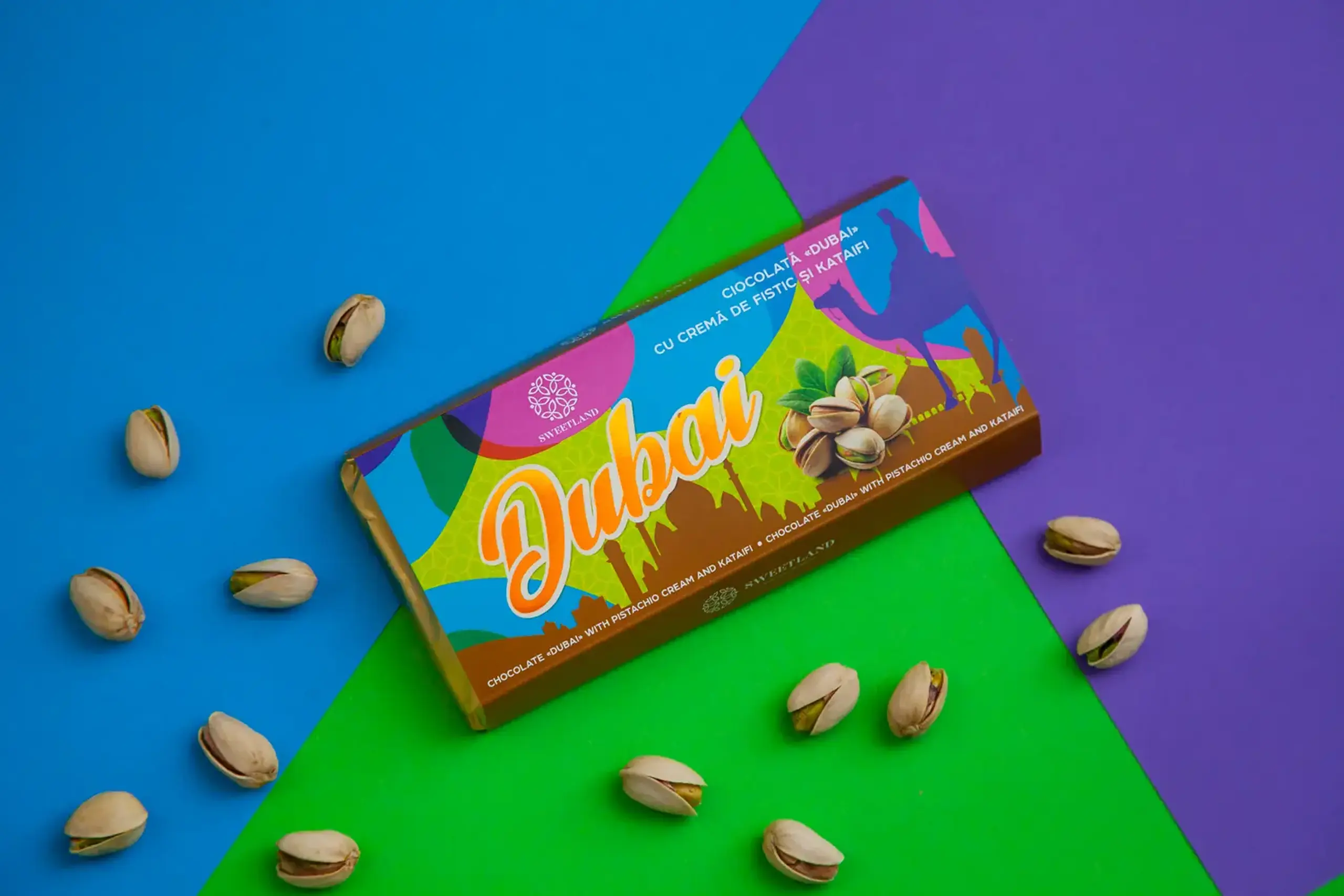 Ciocolată „Dubai” cu fistic. Fabricat în Moldova