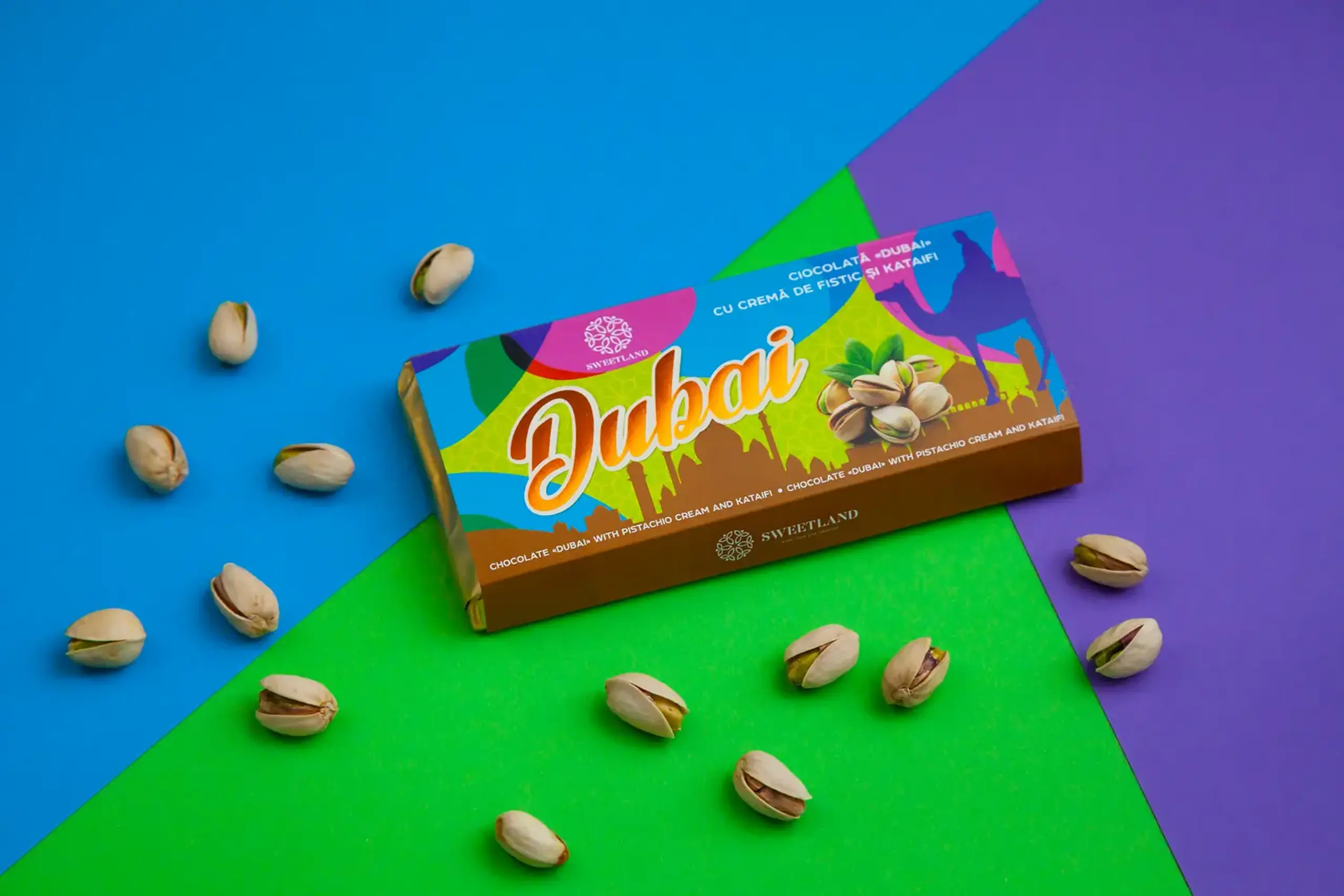 Ciocolată „Dubai” cu fistic. Fabricat în Moldova