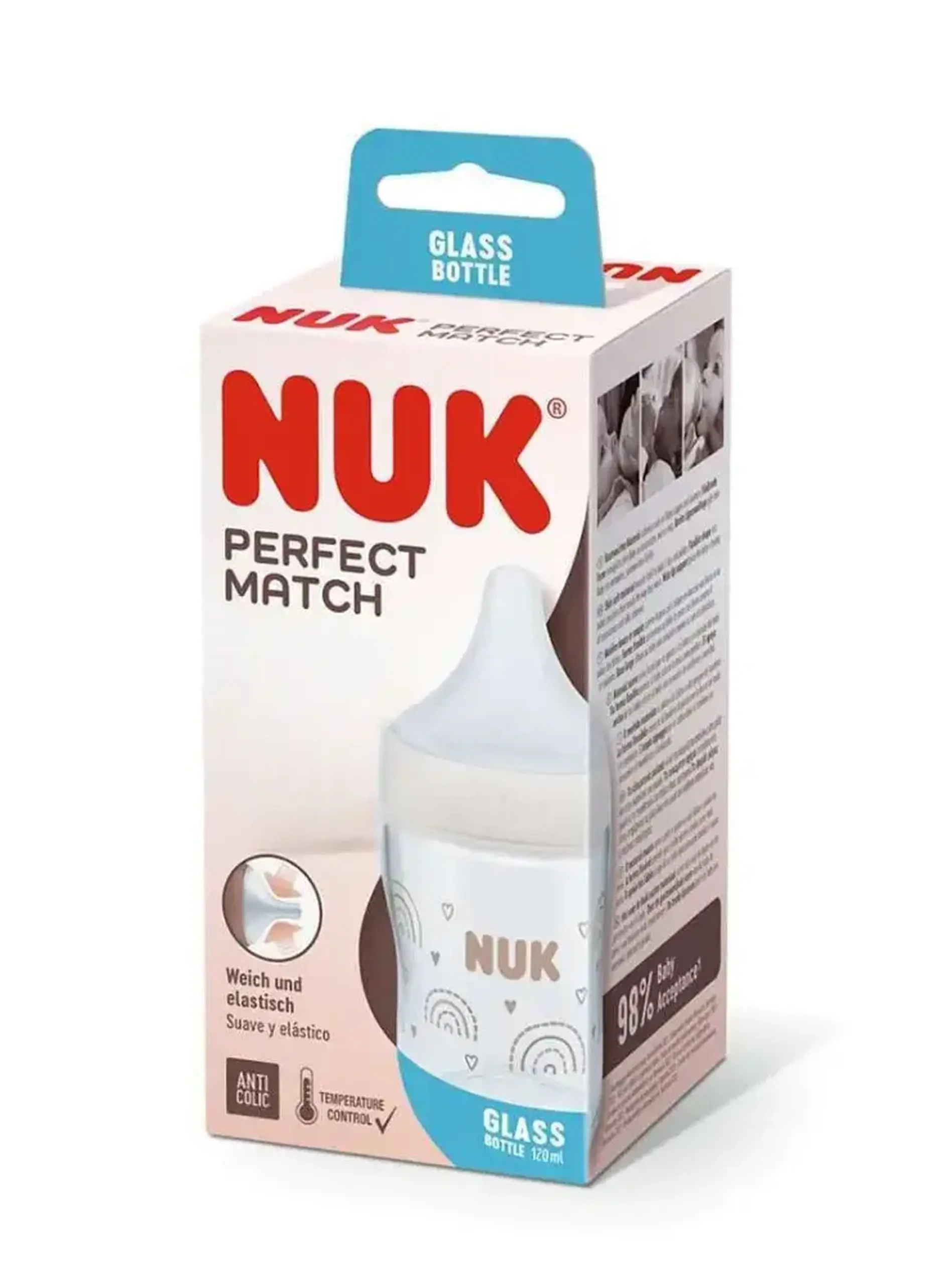 NUK Sticluta Perfect Match Temp sticla 120ml+tetina silicon (0+ luni) (S)