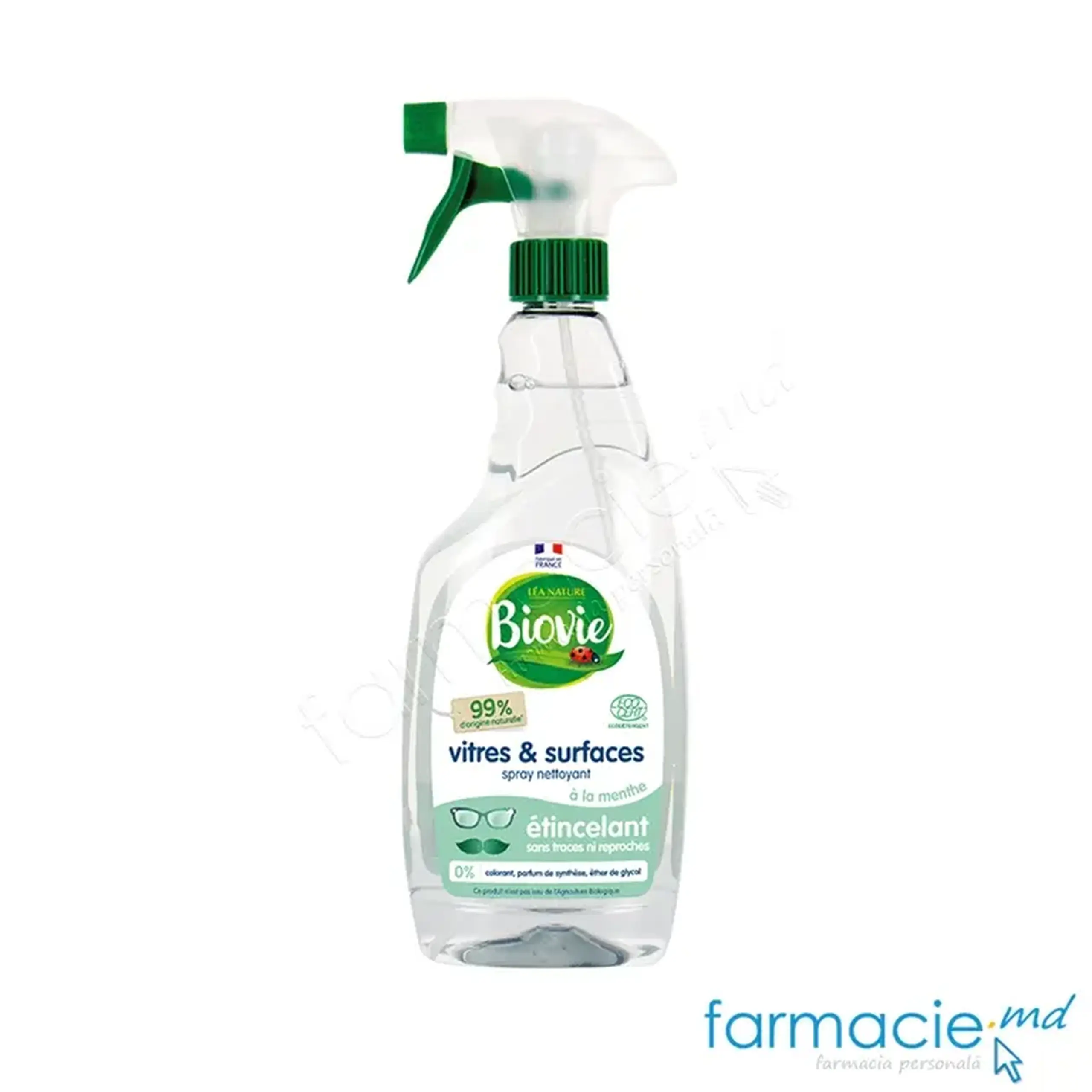 Biovie Solutie-spray curatarea suprafetelor din sticla Menta 750ml